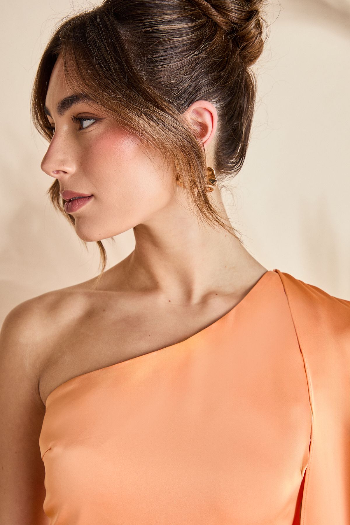 Coast One Shoulder Satin Mini Holiday Dress Orange image 4