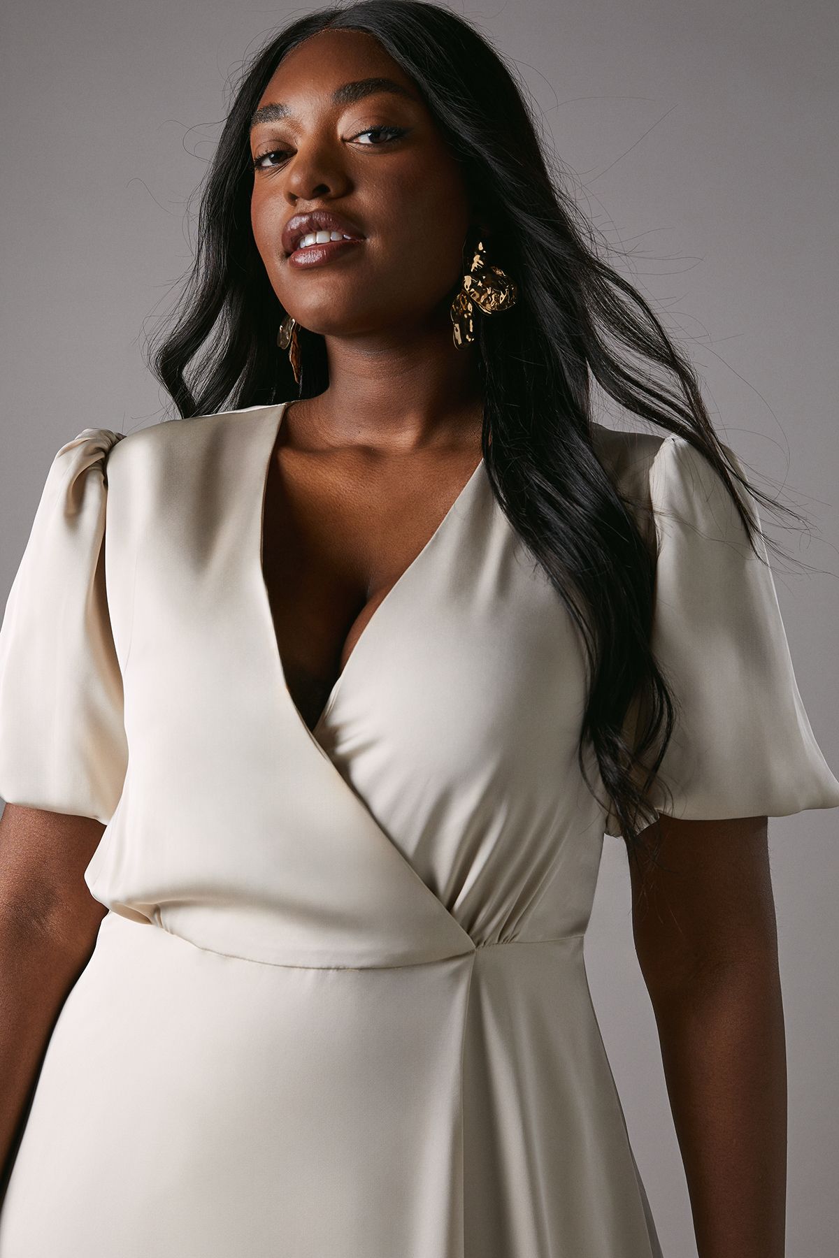 Coast Plus Size Puff Sleeve A Line Skirt Bridesmaid Dress Champagne image 3