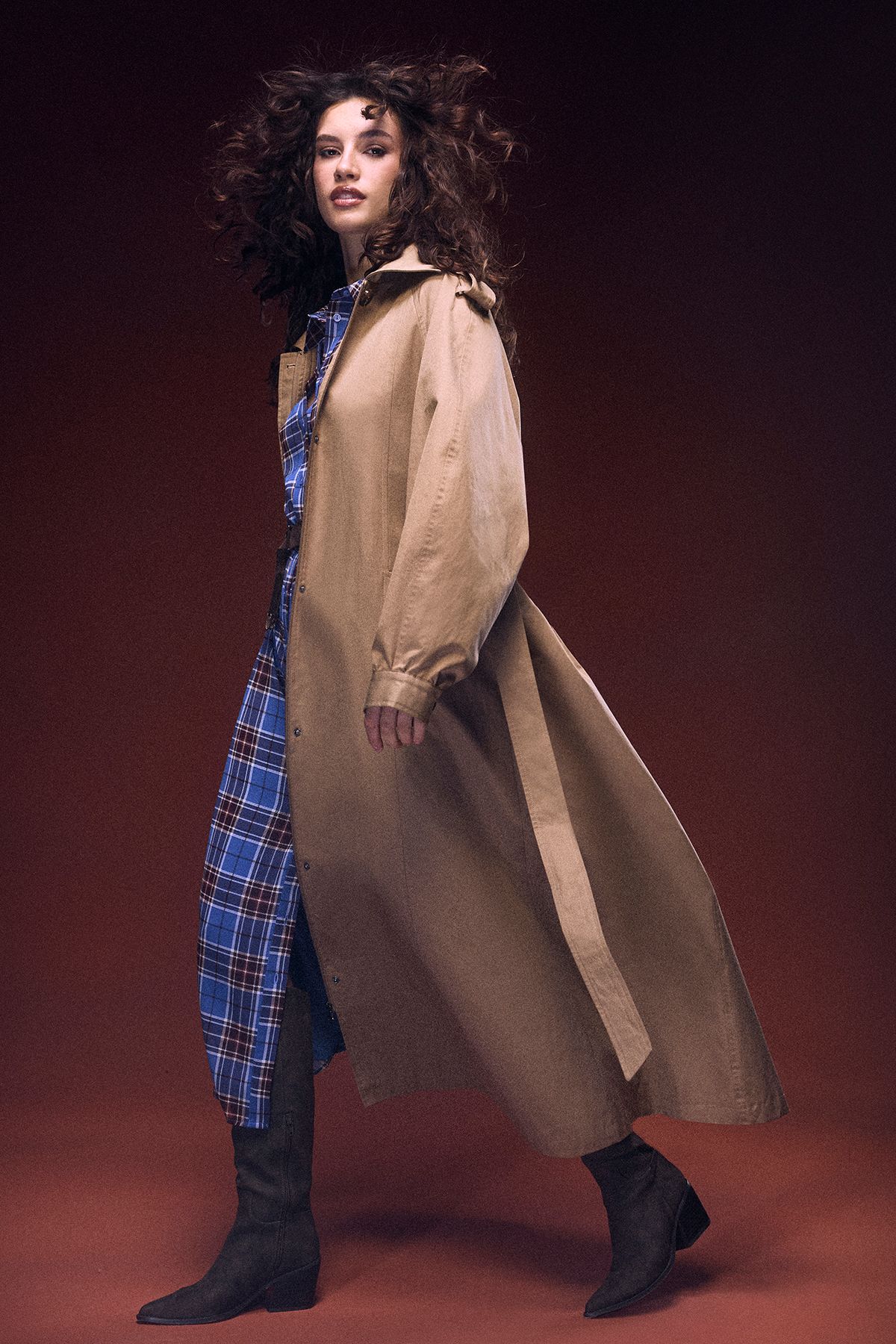 Oasis Trapeze Maxi Trench Camel image 1