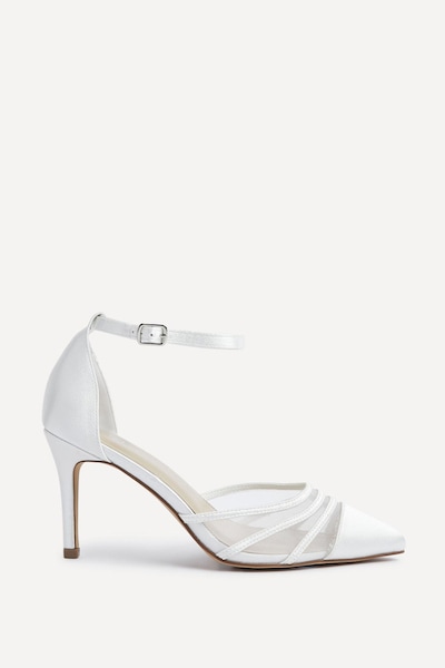 Linzi Tianey Wide Fit Ivory Satin Mesh Stiletto Court Heel