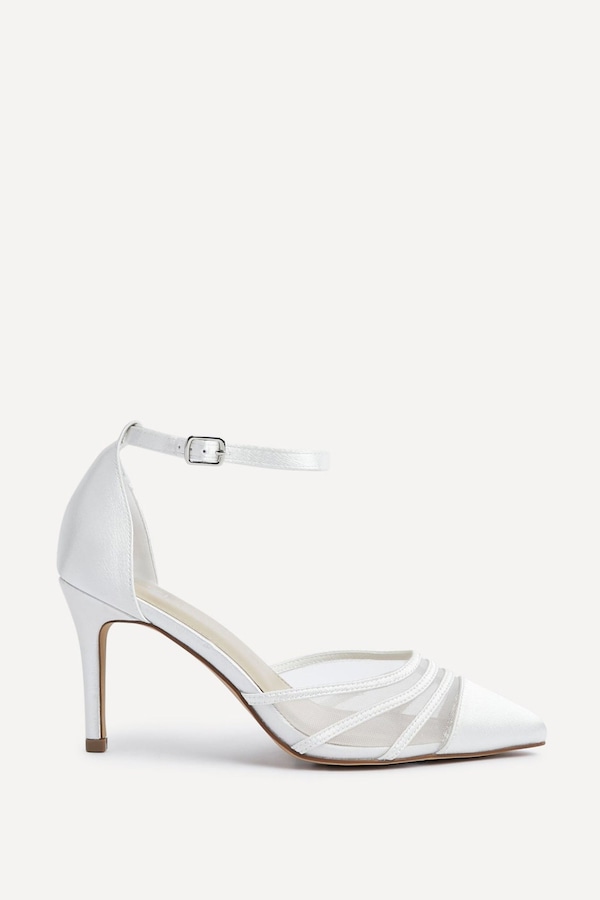 Linzi Tianey Wide Fit Ivory Satin Mesh Stiletto Court Heel