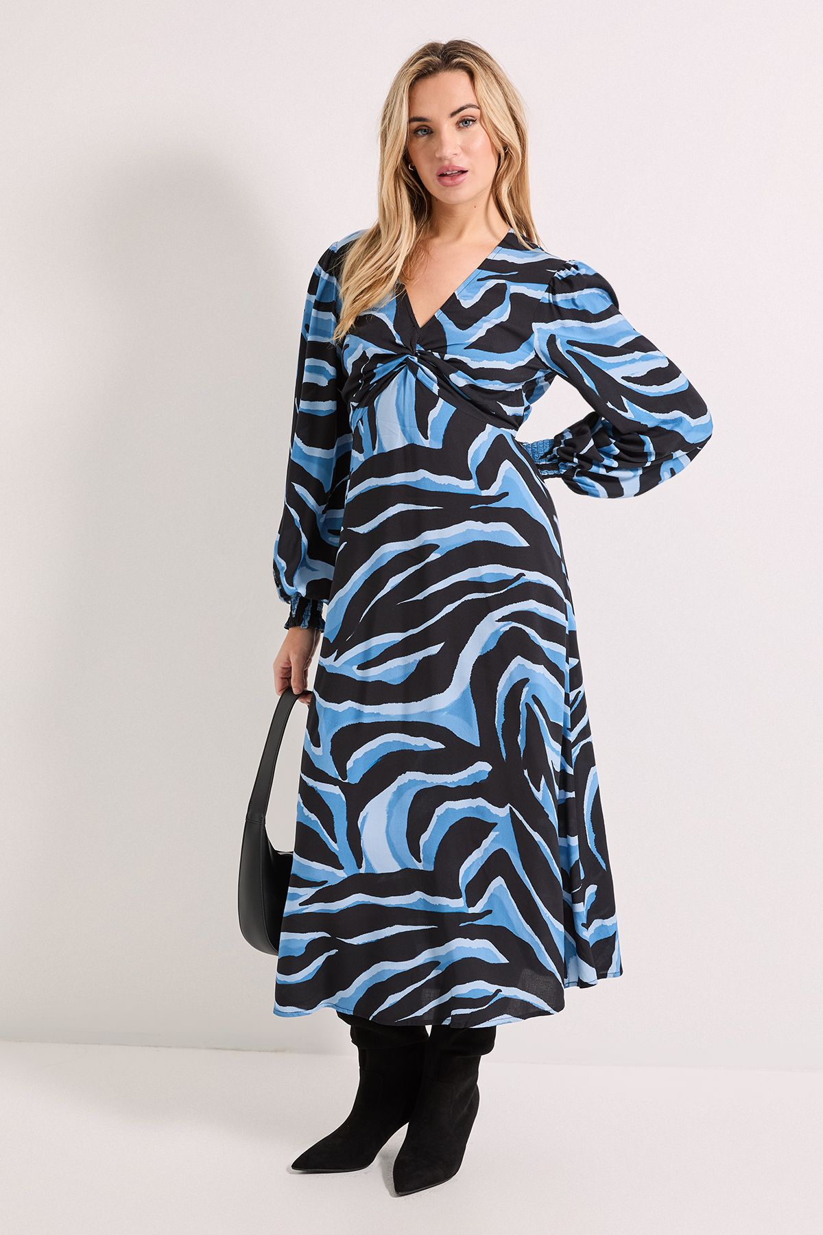 Dorothy Perkins Knot Front Twist Printed Midi Dress Zebra image 1