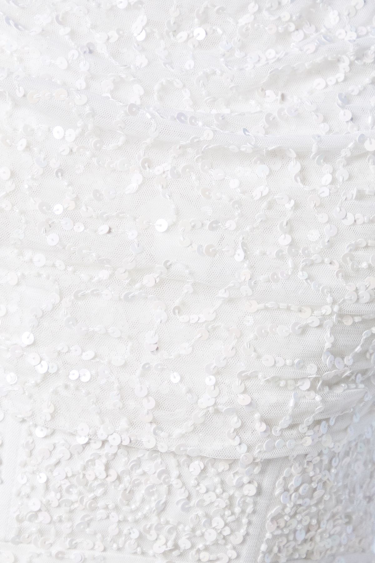 Coast Sequin Flare Sleeve Column Wedding Midi Dress Ivory image 5