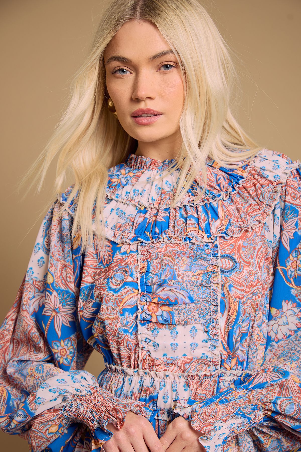 Oasis Ruffle Detail Midi Dress Multi image 4