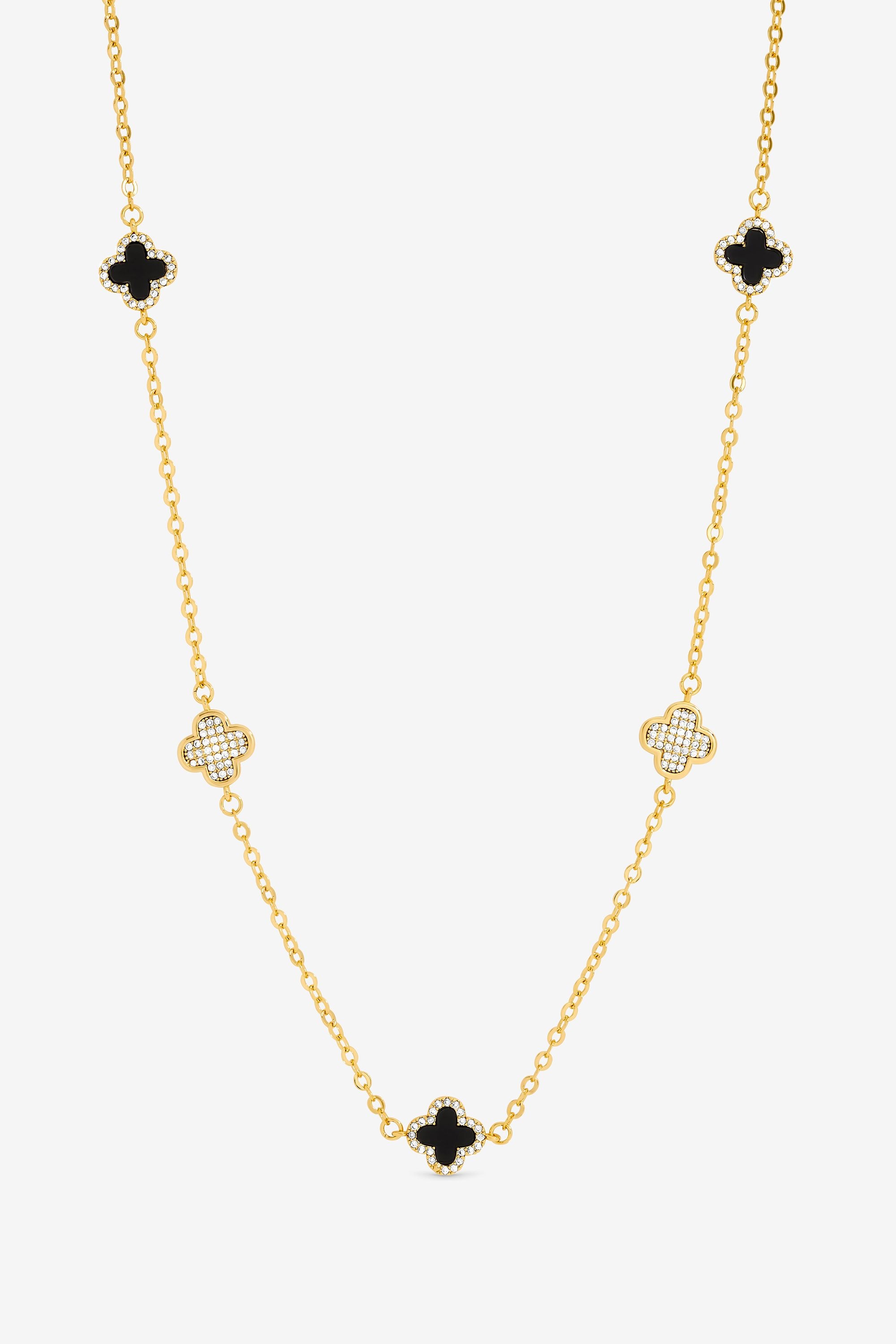 Jon Richard Gold Plated Pave and Jet Clover Necklace image 1
