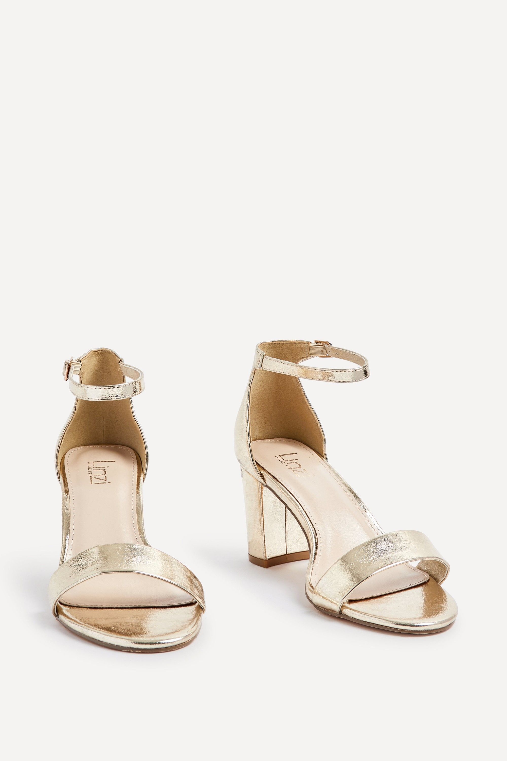 Linzi Legacy Wide Fit Gold Faux Leather Closed Black Block Heel image 3