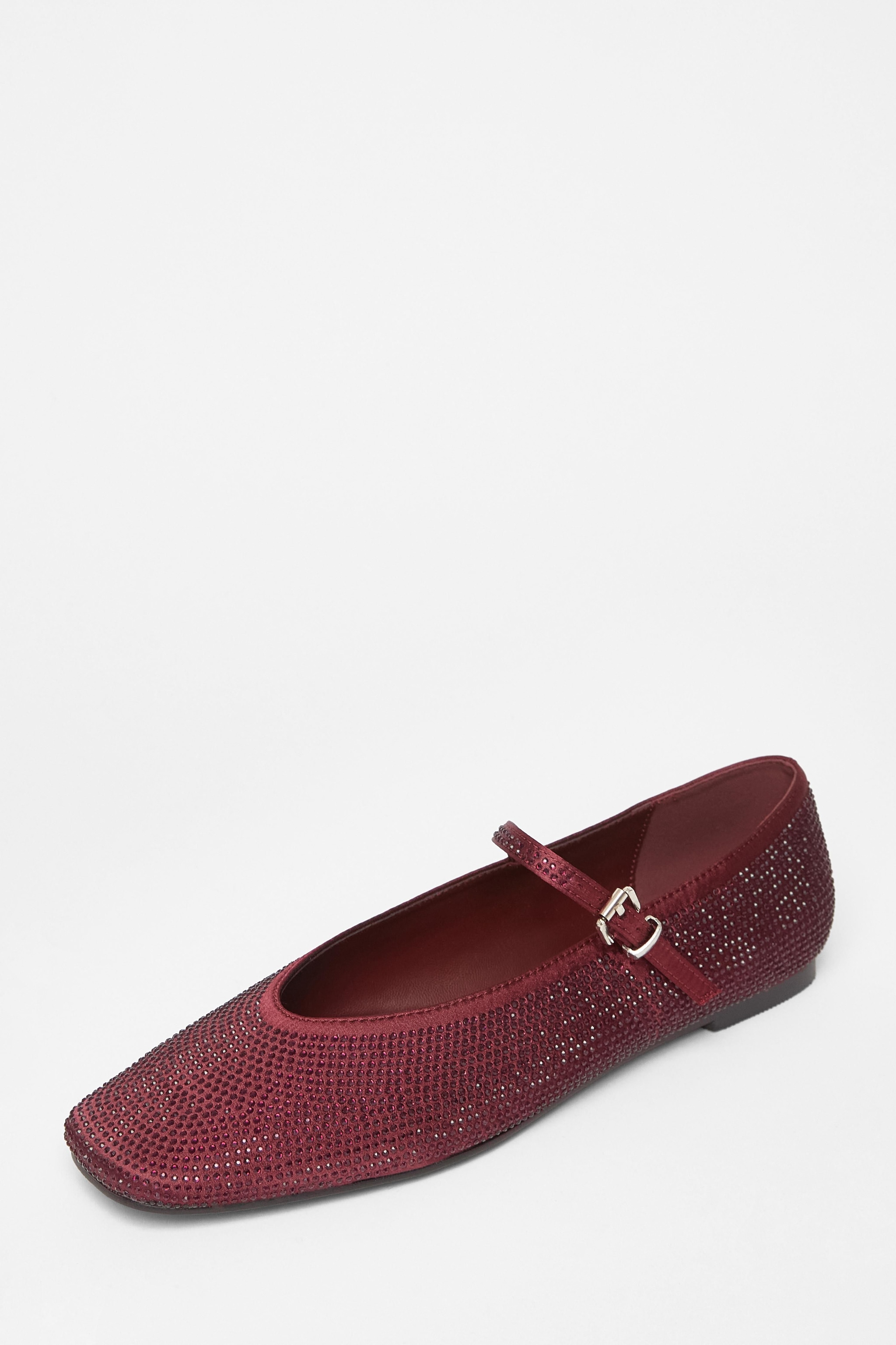 Quiz Burgundy Diamante Embellished Pumps image 1