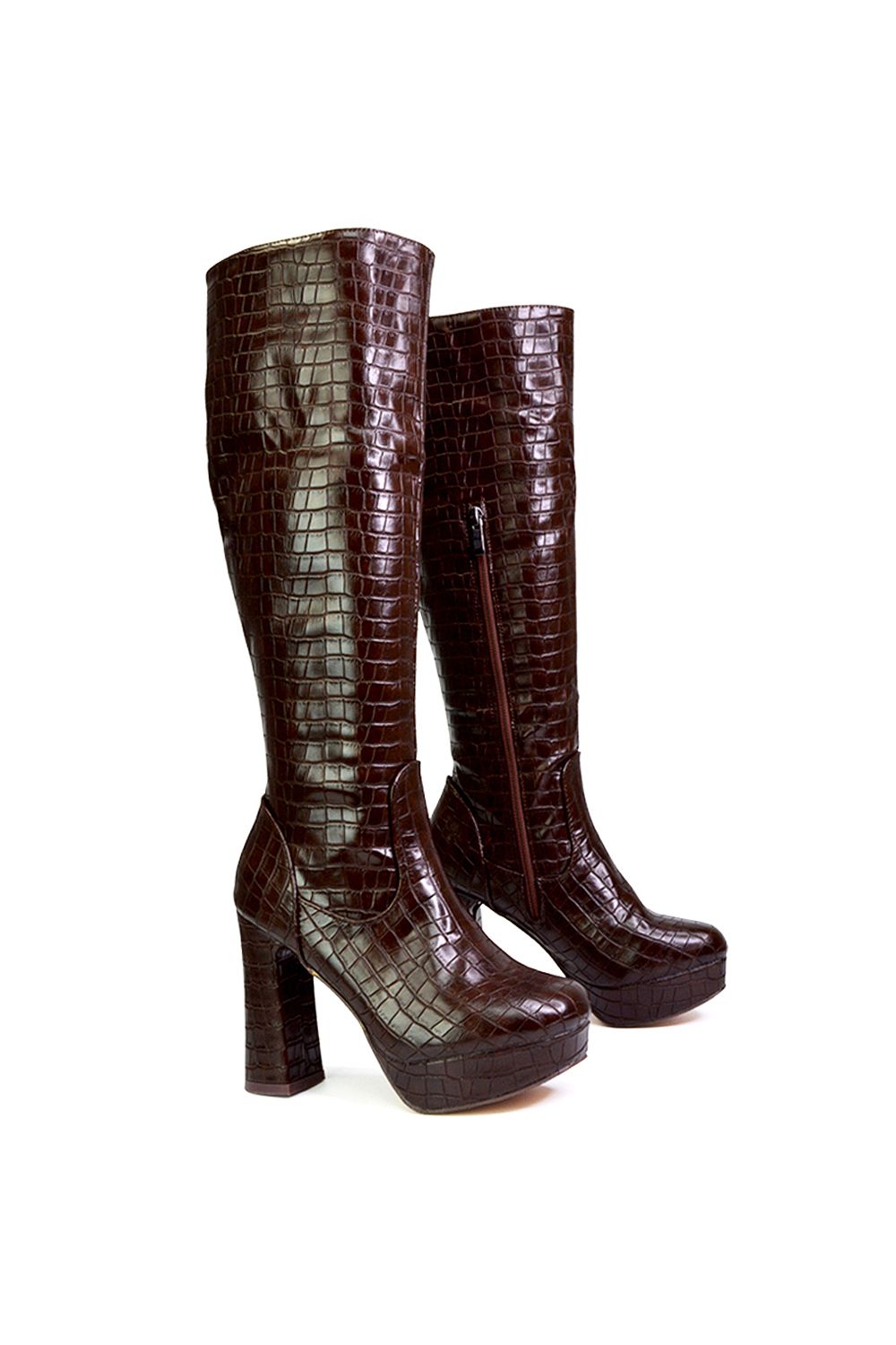 XY London 'Theo' Chunky Block High Heel Platform Knee High Boots image 4