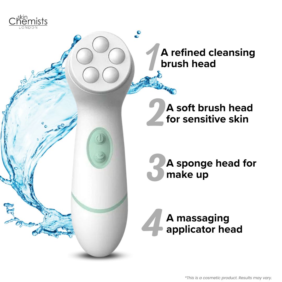 skinChemists professional Advanced Facial & Body Cleansing Brush - 4 Heads x 2 Duo Pack image 4