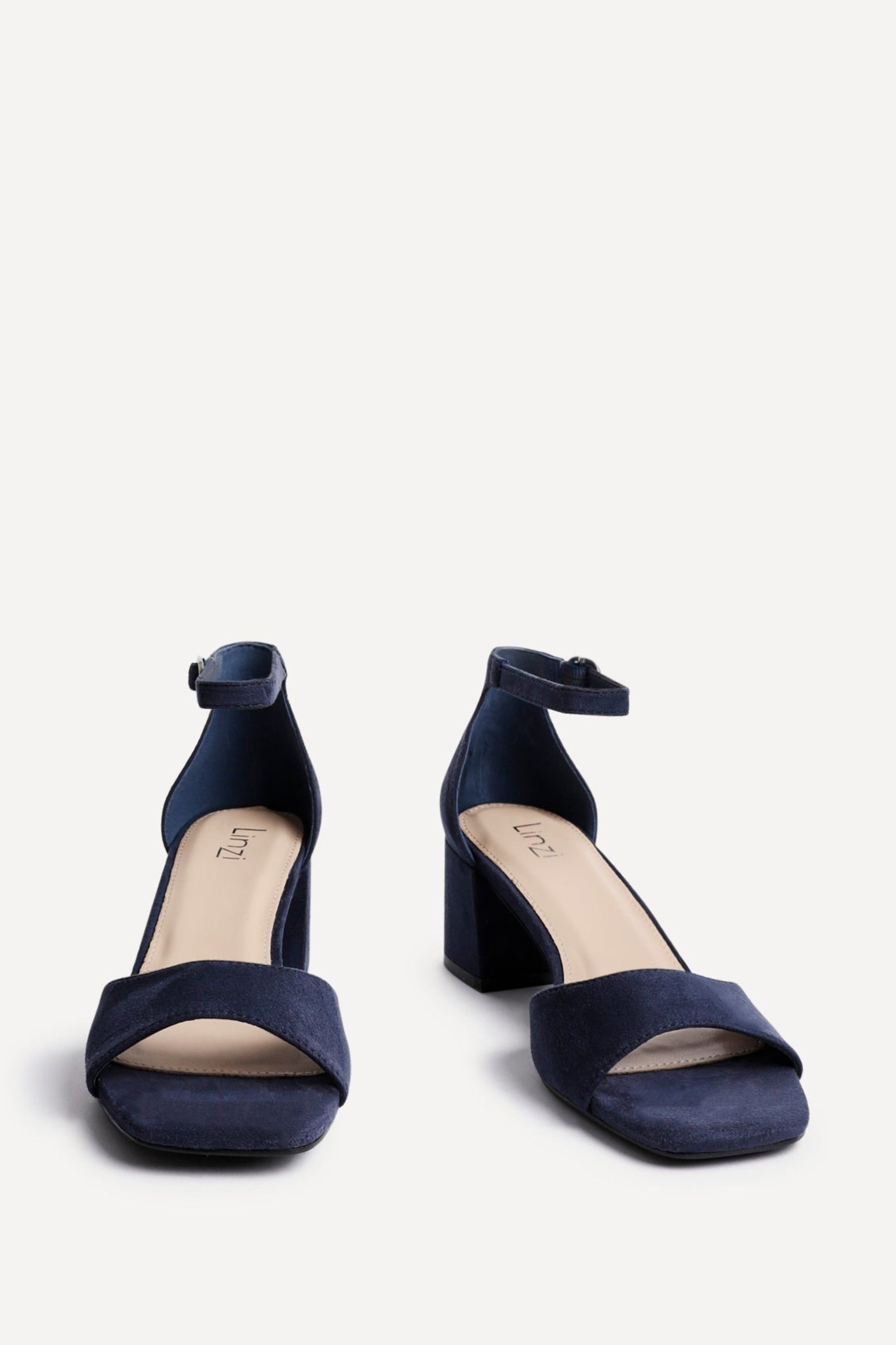 Linzi Maddie Navy Faux Suede Closed Back Block Heeled Sandals image 3