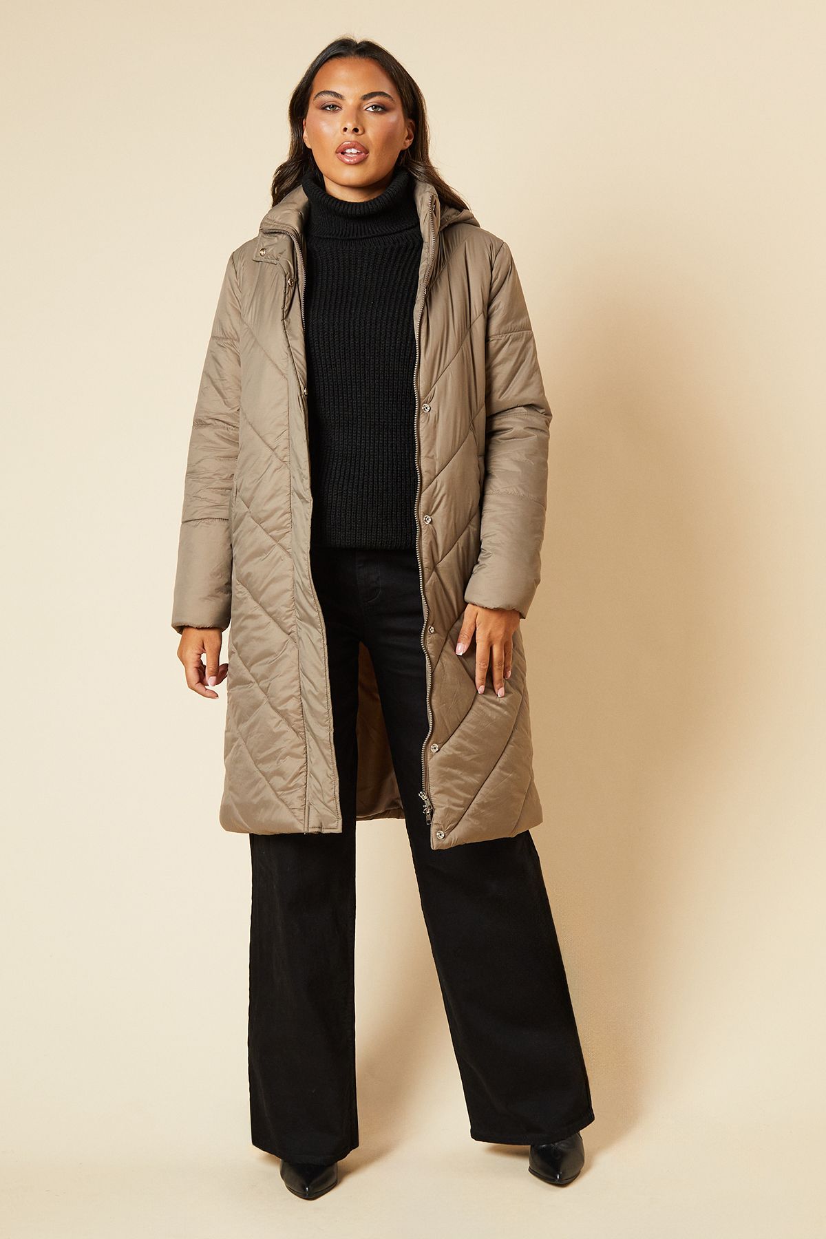 Dorothy Perkins Quilted Coat Mink Brown image 2