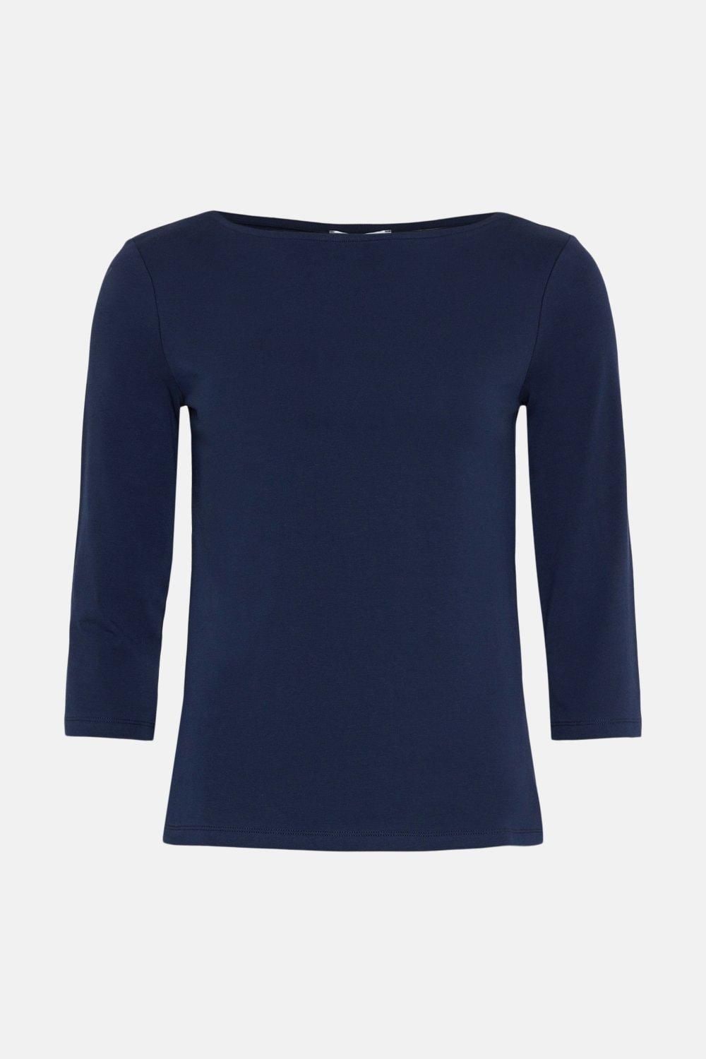 Warehouse Slash Neck 3/4 Sleeve Top Navy image 4