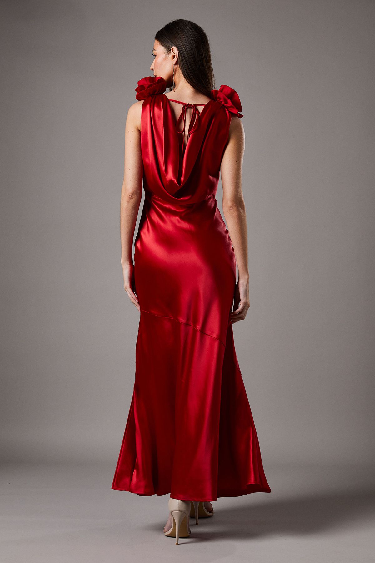 Coast Statement Corsage Satin Maxi Dress Red image 3