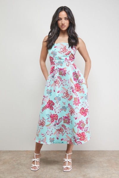Oasis Strappy Midi Prom Dress Floral