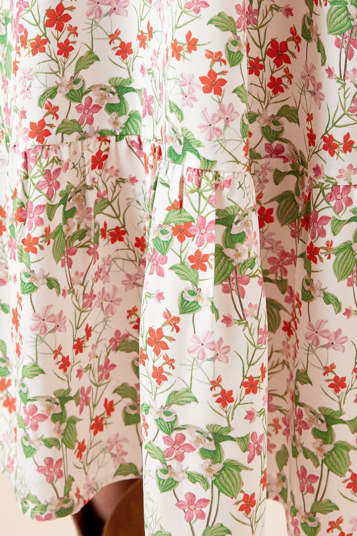 Dorothy Perkins Floral Wrap Front Frill Sleeve Tiered Midi Dress Floral image 5