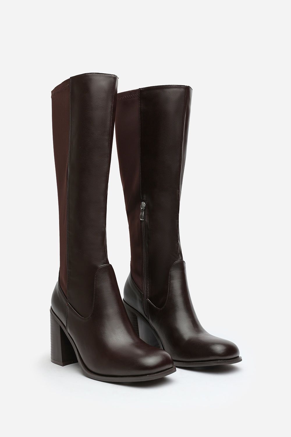 Where's That From 'Zhuri' Mid Block Heel Knee High Boots With Stretch And Side Zip image 3