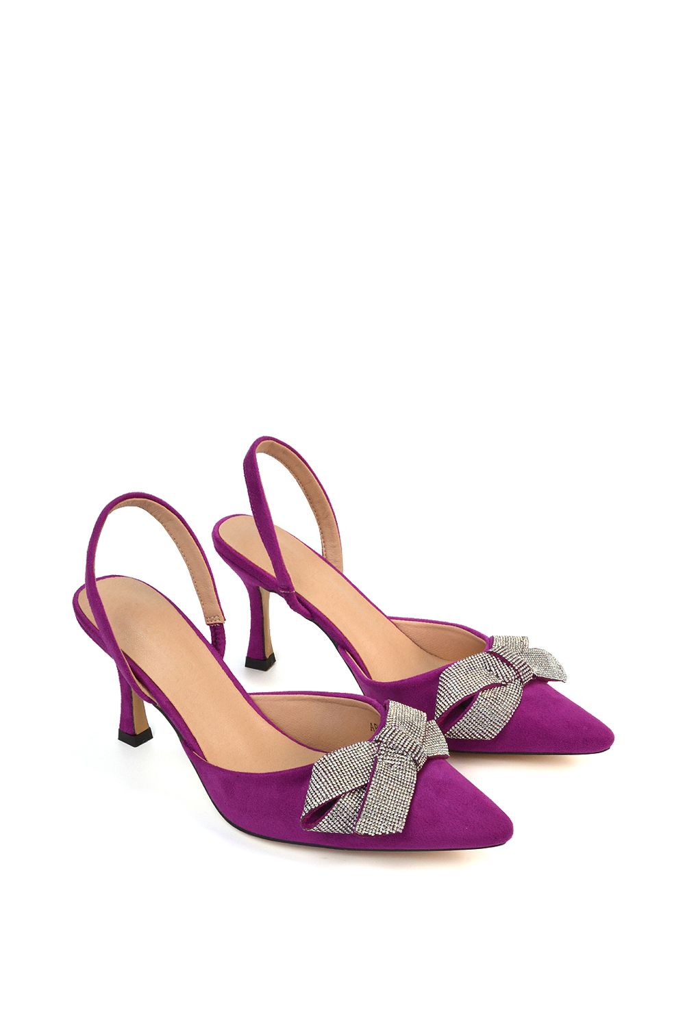 XY London 'Victoria' Diamante Bow Stiletto Slingback High Heel Shoes image 5