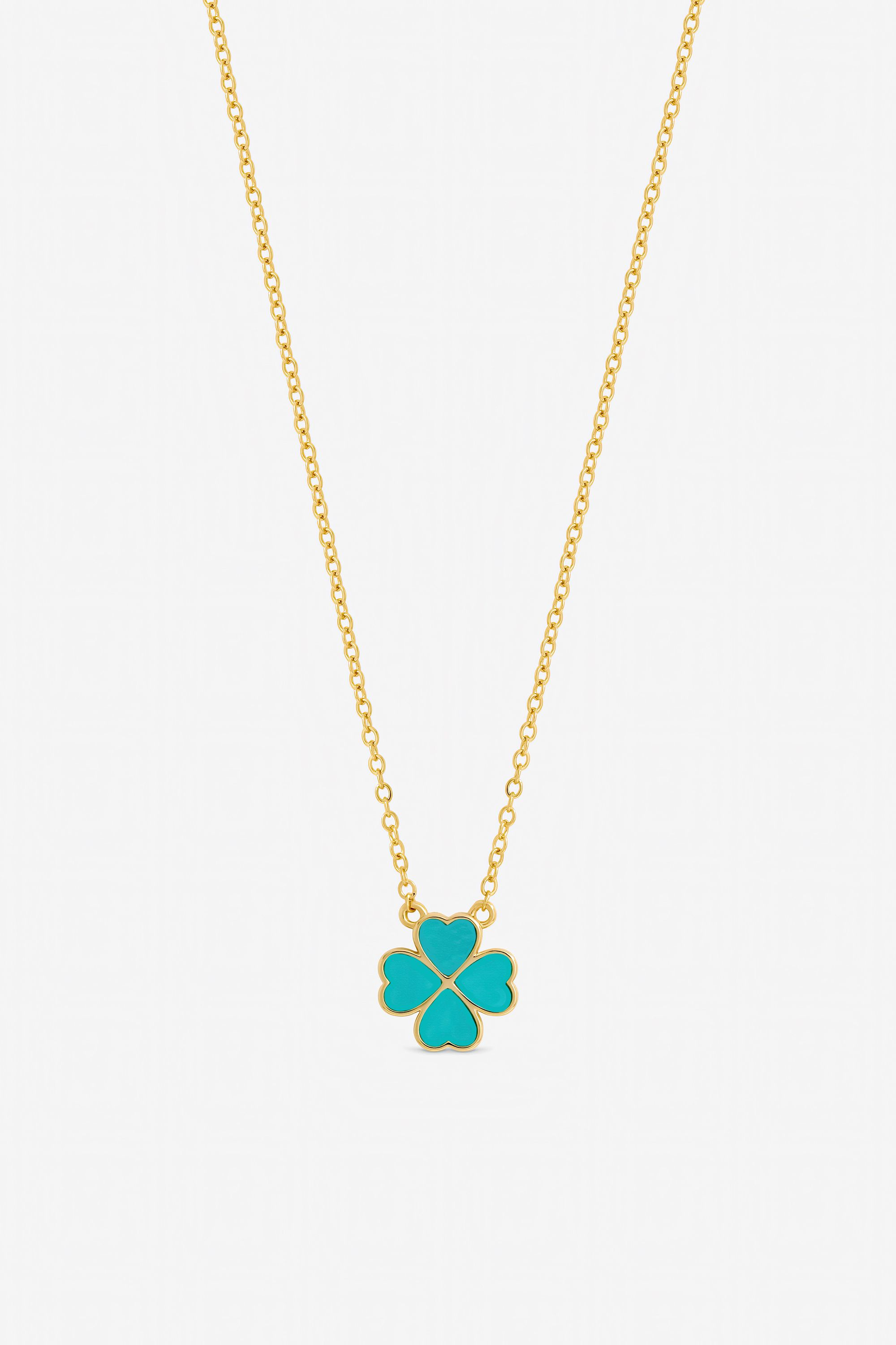Jon Richard Gold Plated and Turquoise Heart Clover Pendant Necklace