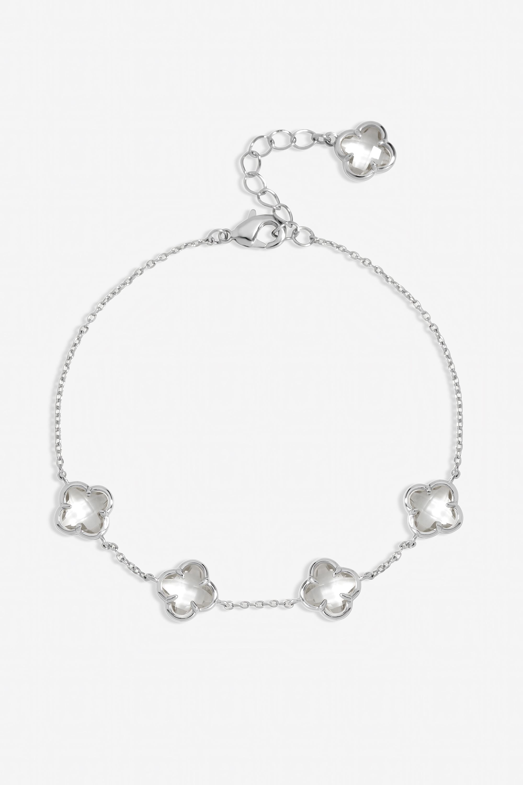 Inicio Sterling Silver Plated Crystal Clover Bracelet - Gift Pouch image 1