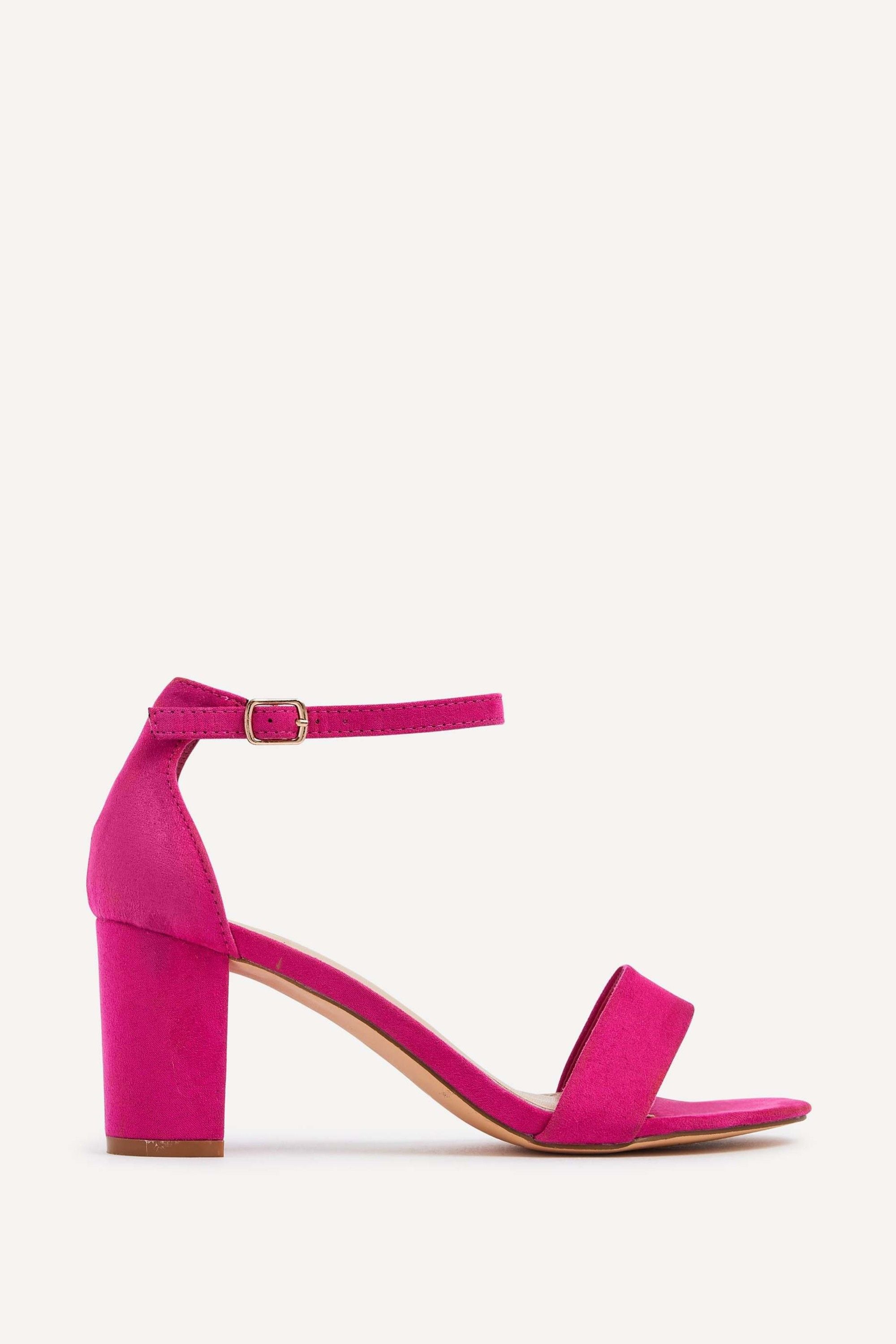 Linzi Frankie Hot Pink Faux Suede Barely There Closed Back Block Heeled Sandal image 1