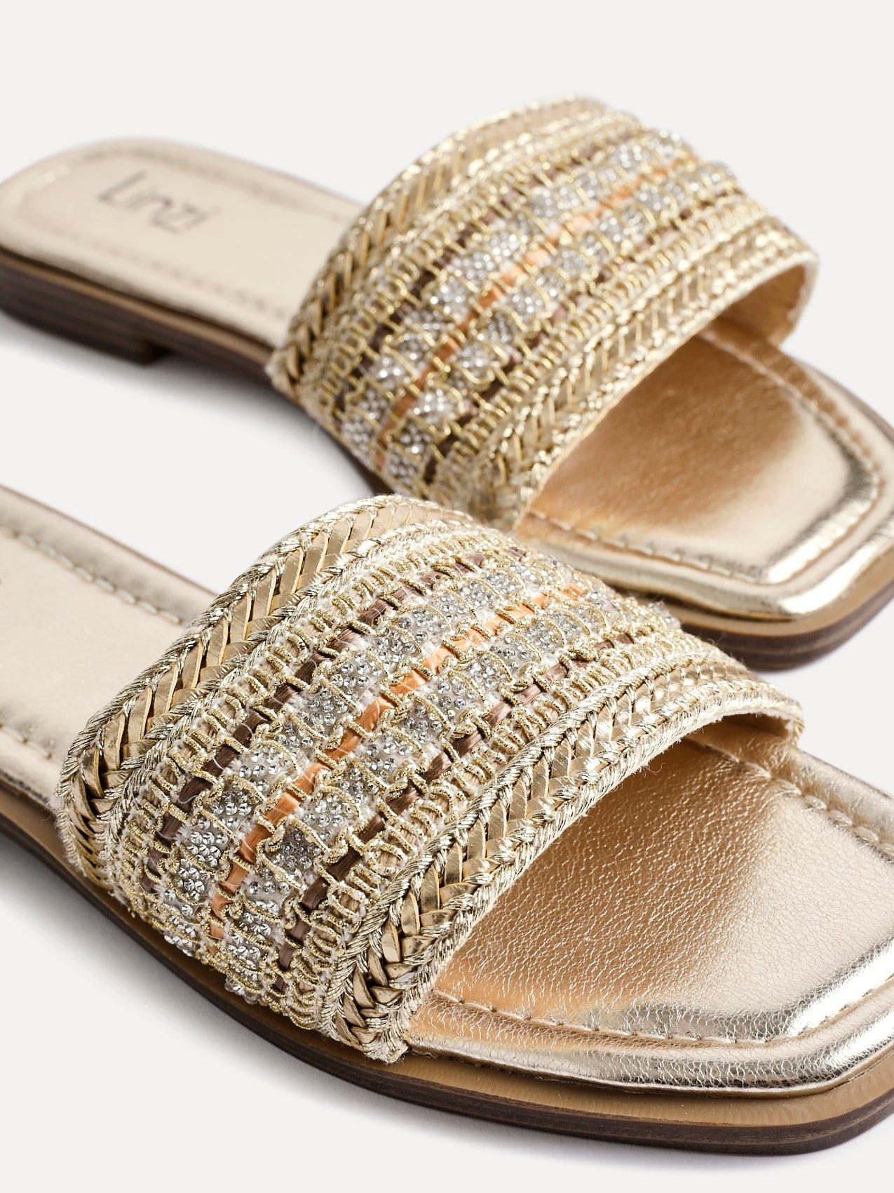 Linzi Fernanda Gold Embellished Slip On Sandals image 4