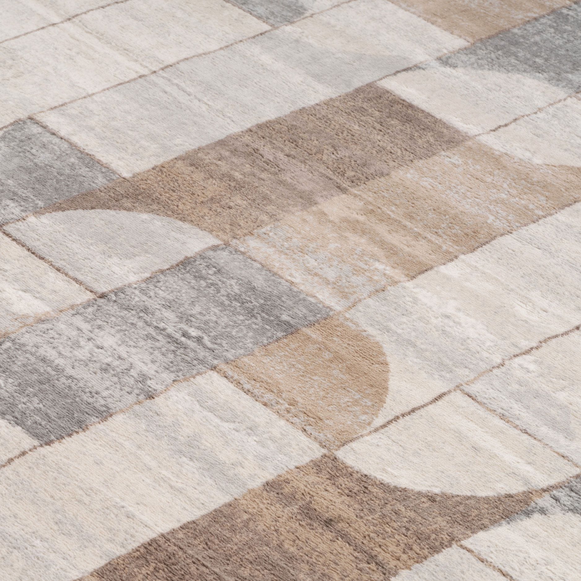 Kukoon Natural Beige Retro Geometric Living Area Rug image 4