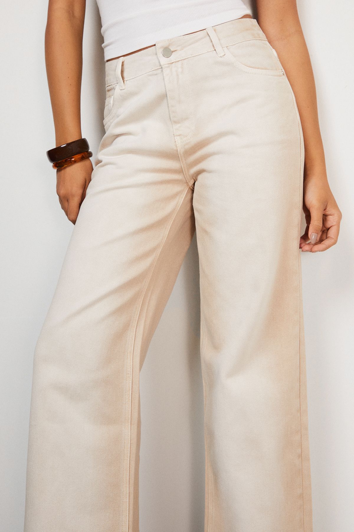 Warehouse Ombre Denim Ecru Dad Jean Ecru image 4