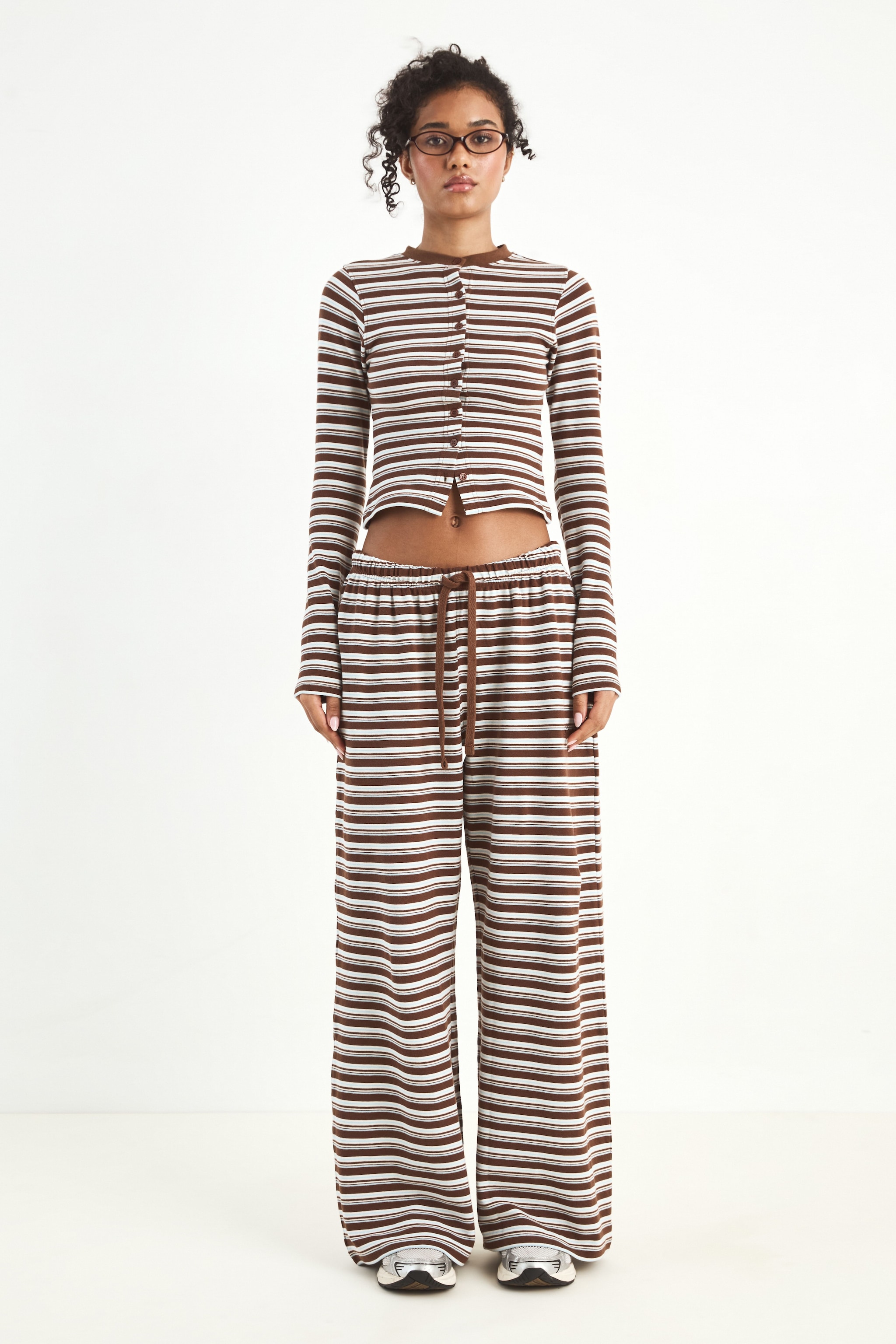 DSGN Studio DSGN Studio Stripe Straight Leg Trouser Mocha image 5