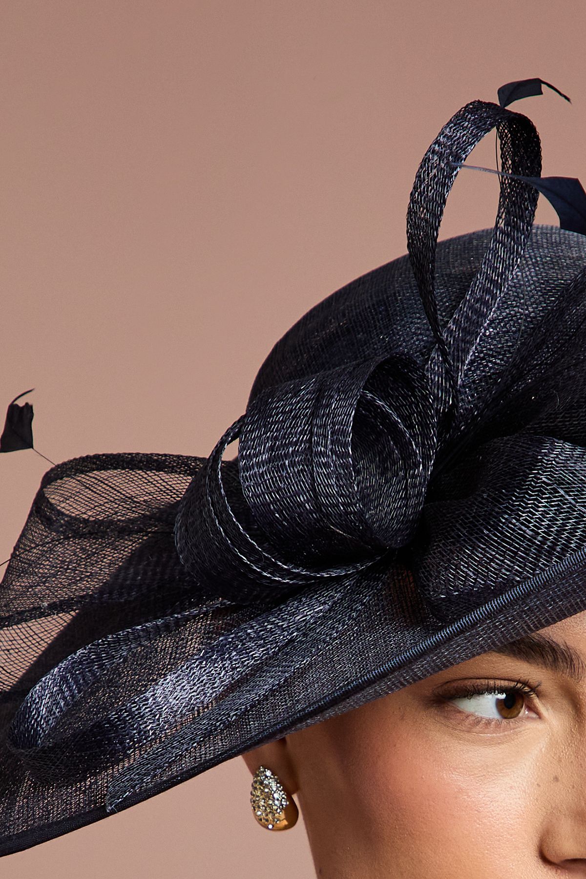 Coast Bow And Feather Wide Brim Fascinator Navy image 3