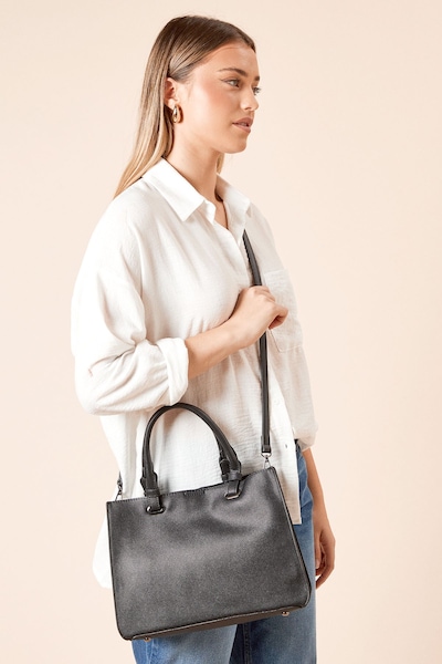 Dorothy Perkins Stockport Faux Leather Tote Bag With Cross Body Strap Black