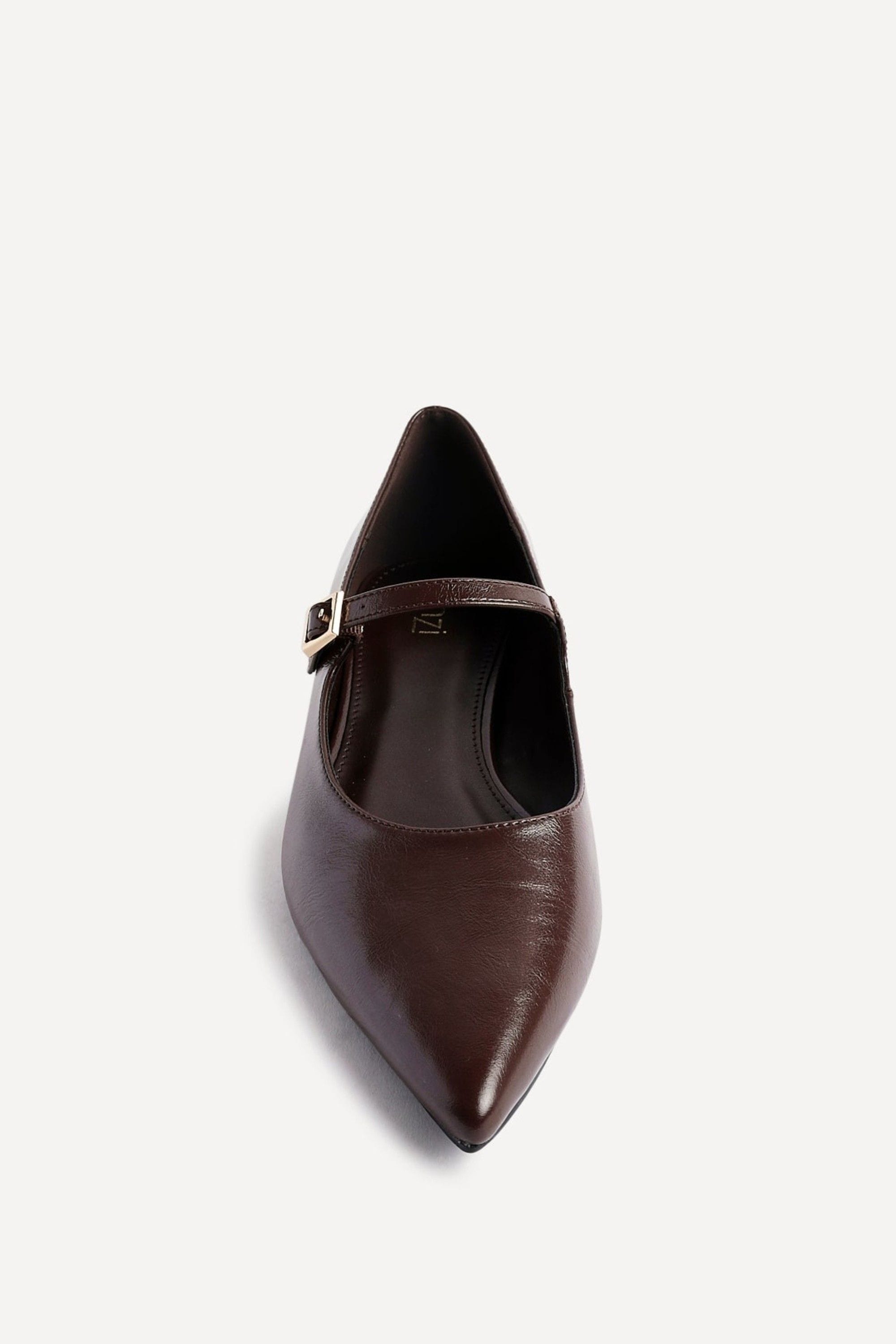 Linzi Seattle Brown Faux Leather Pointed Toe Mary Jane Flats image 4