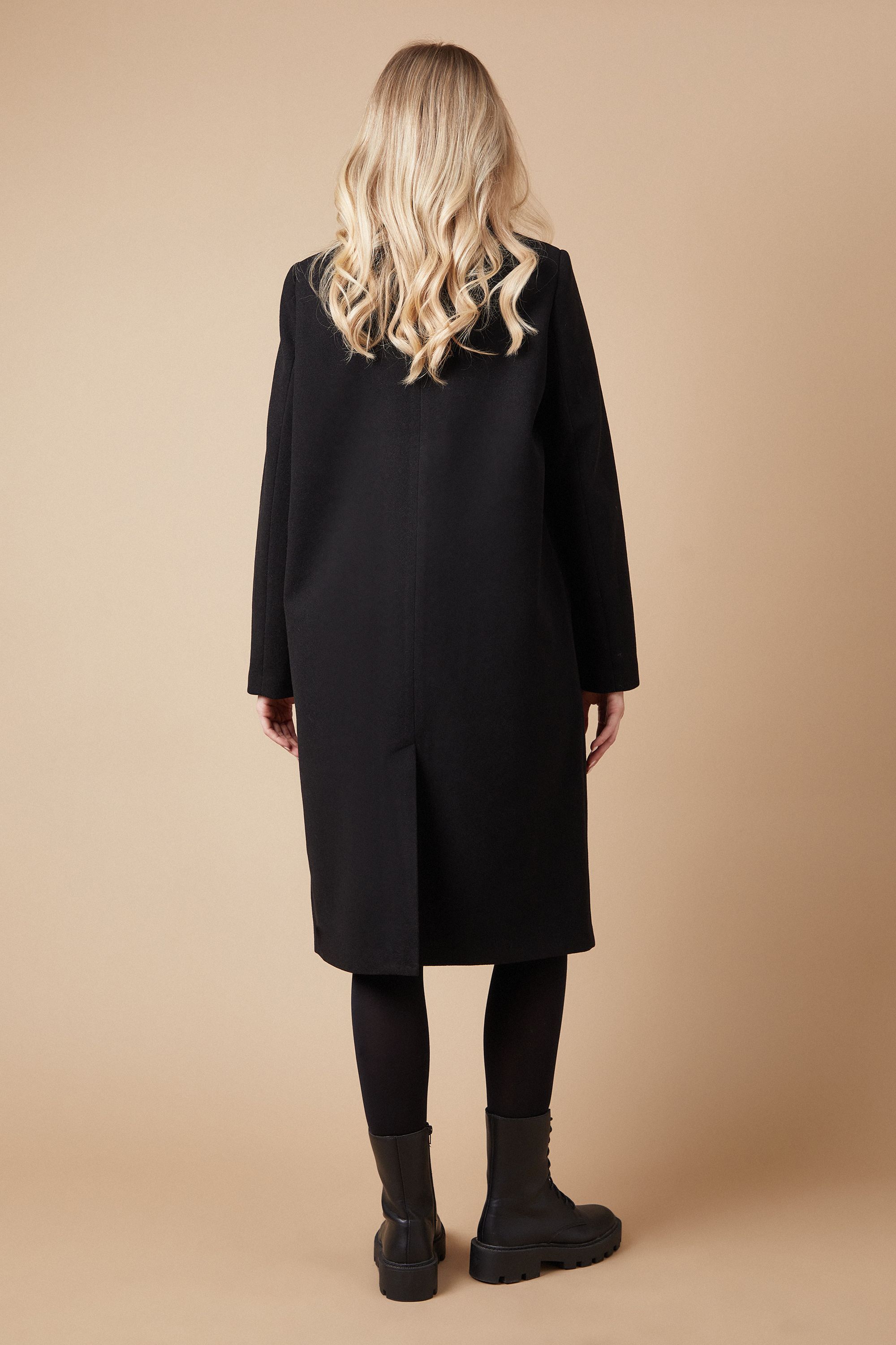 Oasis Longline Faux Wool Blazer Coat Black image 3