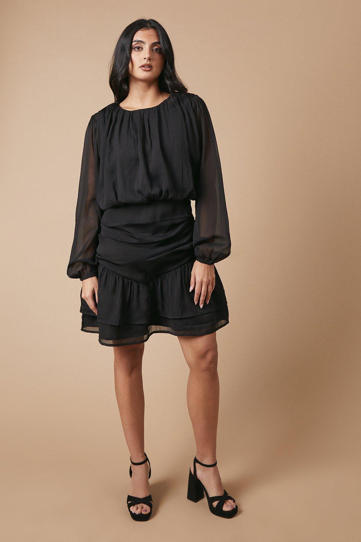 Oasis Chiffon Gathered Ruched Mini Dress image 2