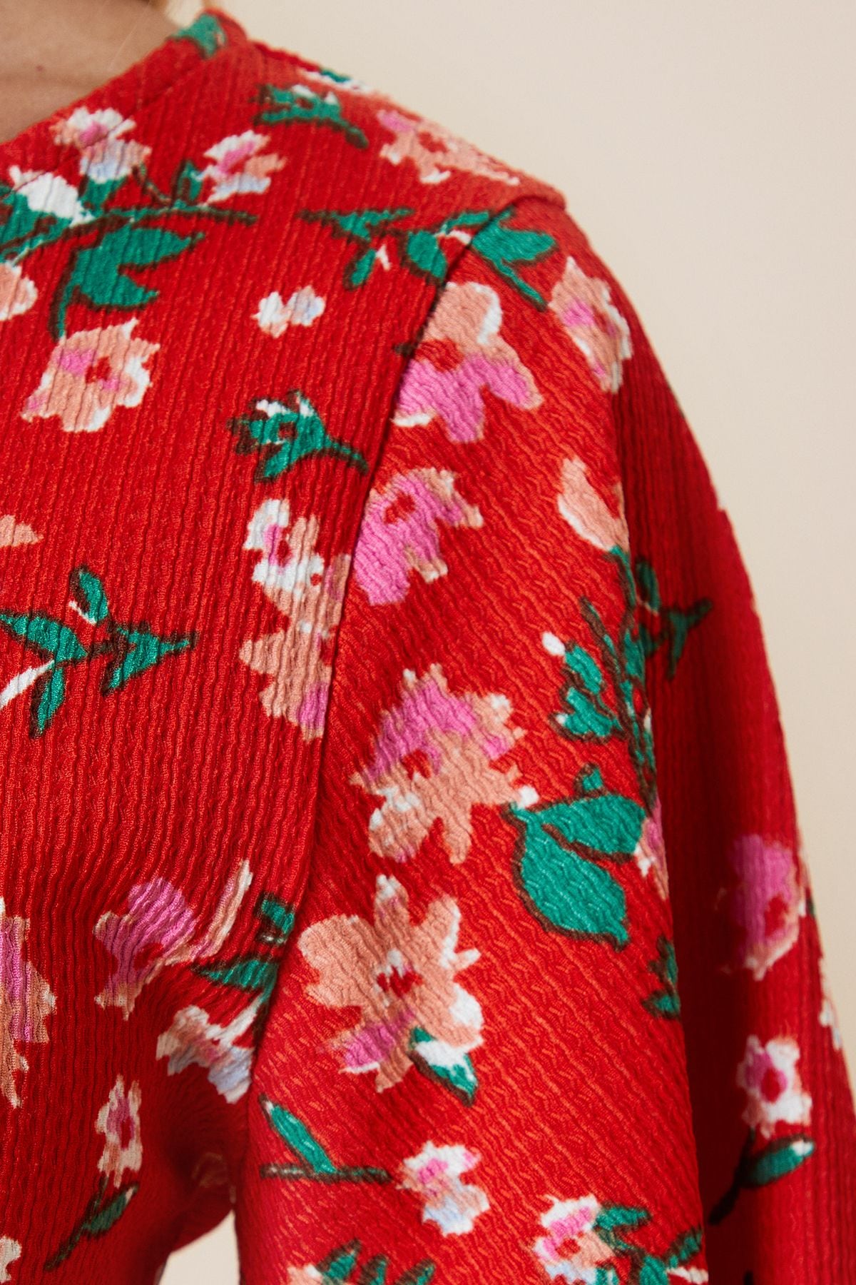 Dorothy Perkins Petite Red Floral Angel Sleeve Midi Dress Pink image 5