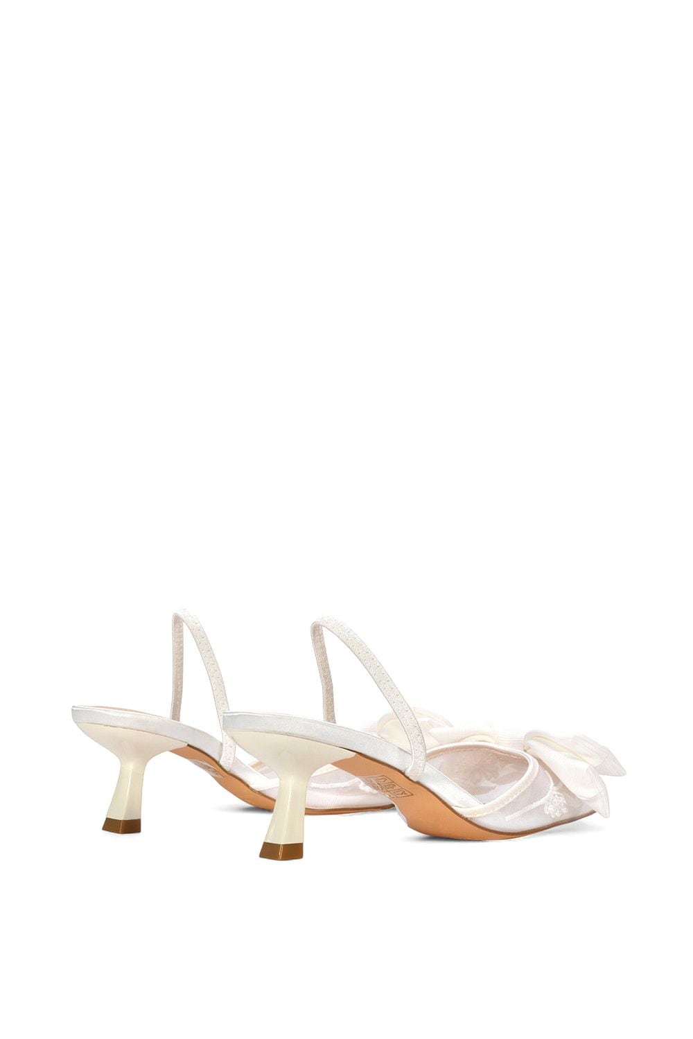 XY London 'Sara' Embroidered Mesh Pointed Toe Slingback Heels With Bow image 4