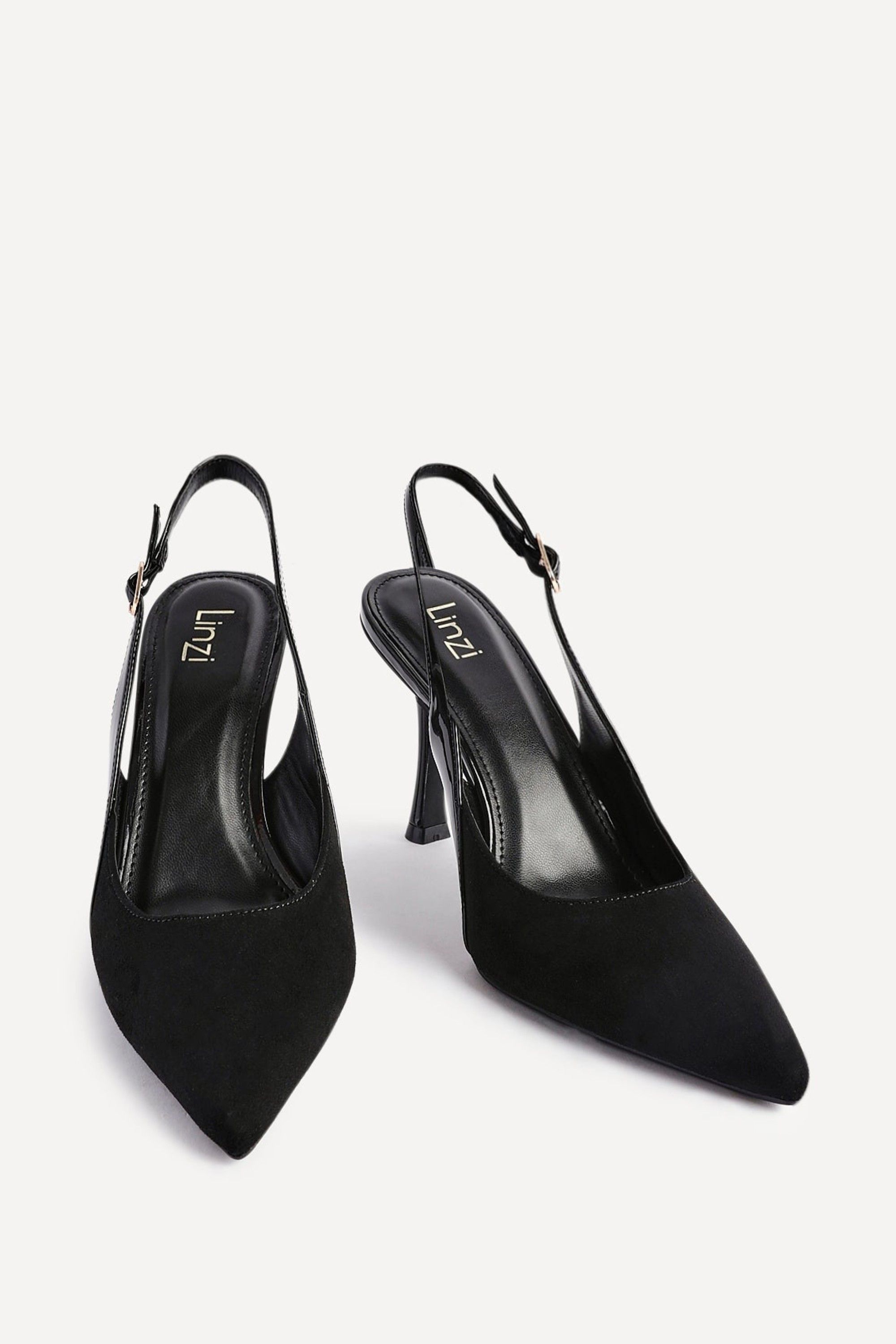 Linzi Wink Black Faux Suede Two Tone Court Heel image 3