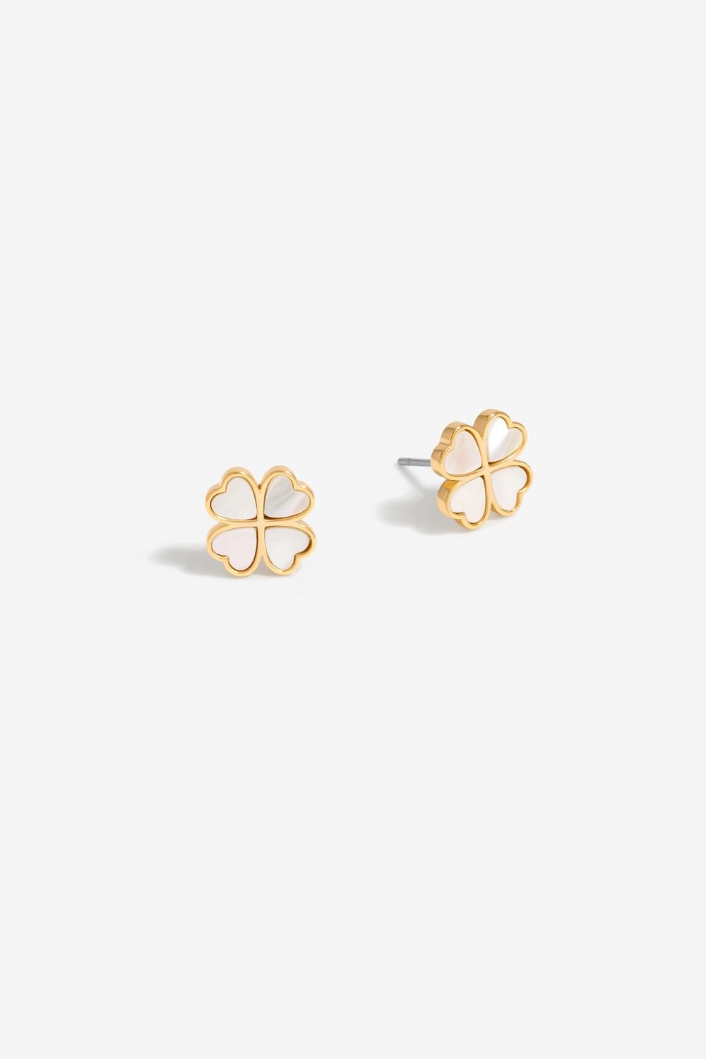 Jon Richard Gold Plated And Mother Of Pearl Heart Clover Stud Earrings image 1