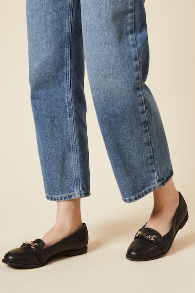Dorothy Perkins Wide Fit Lora Snaffle Loafers Black