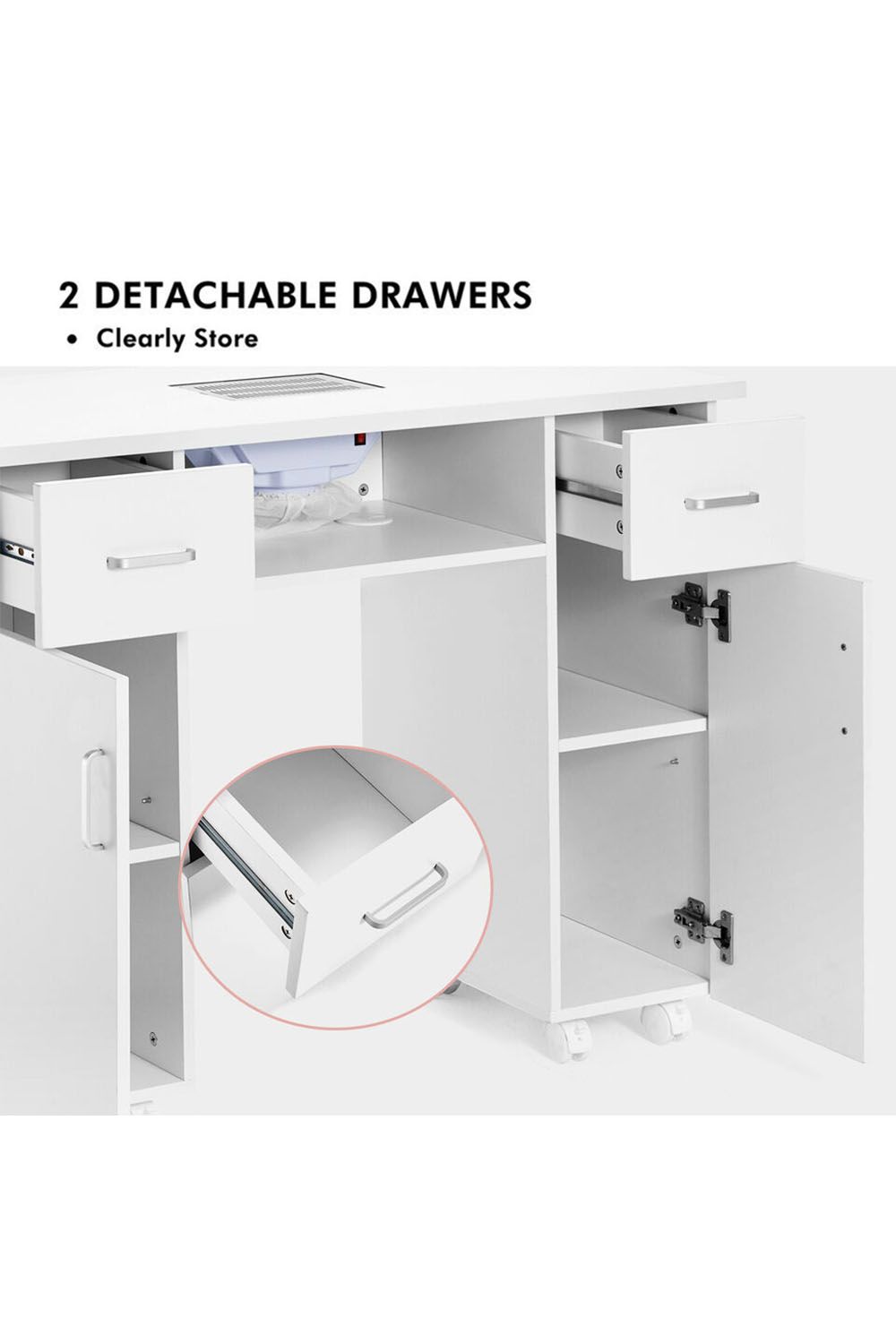 SHEONLY Wheeled Manicure Table with Electric Dust Extractor image 4