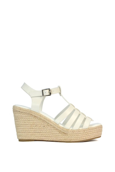 XY London 'Remi' Wedge Heel Platform Espadrille Square Toe Sandals