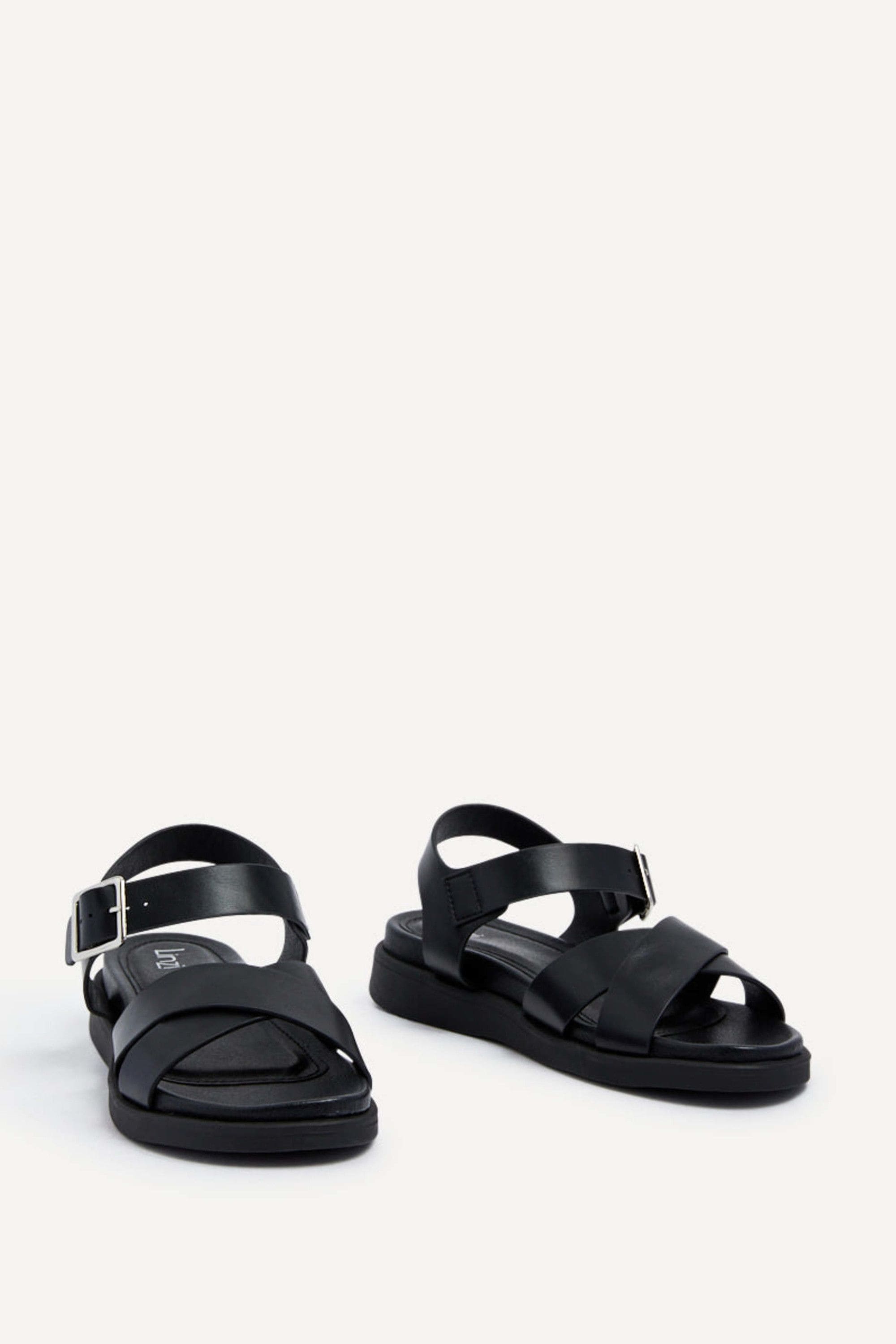 Linzi Alanis Black Faux Leather Footbed Sandals image 3
