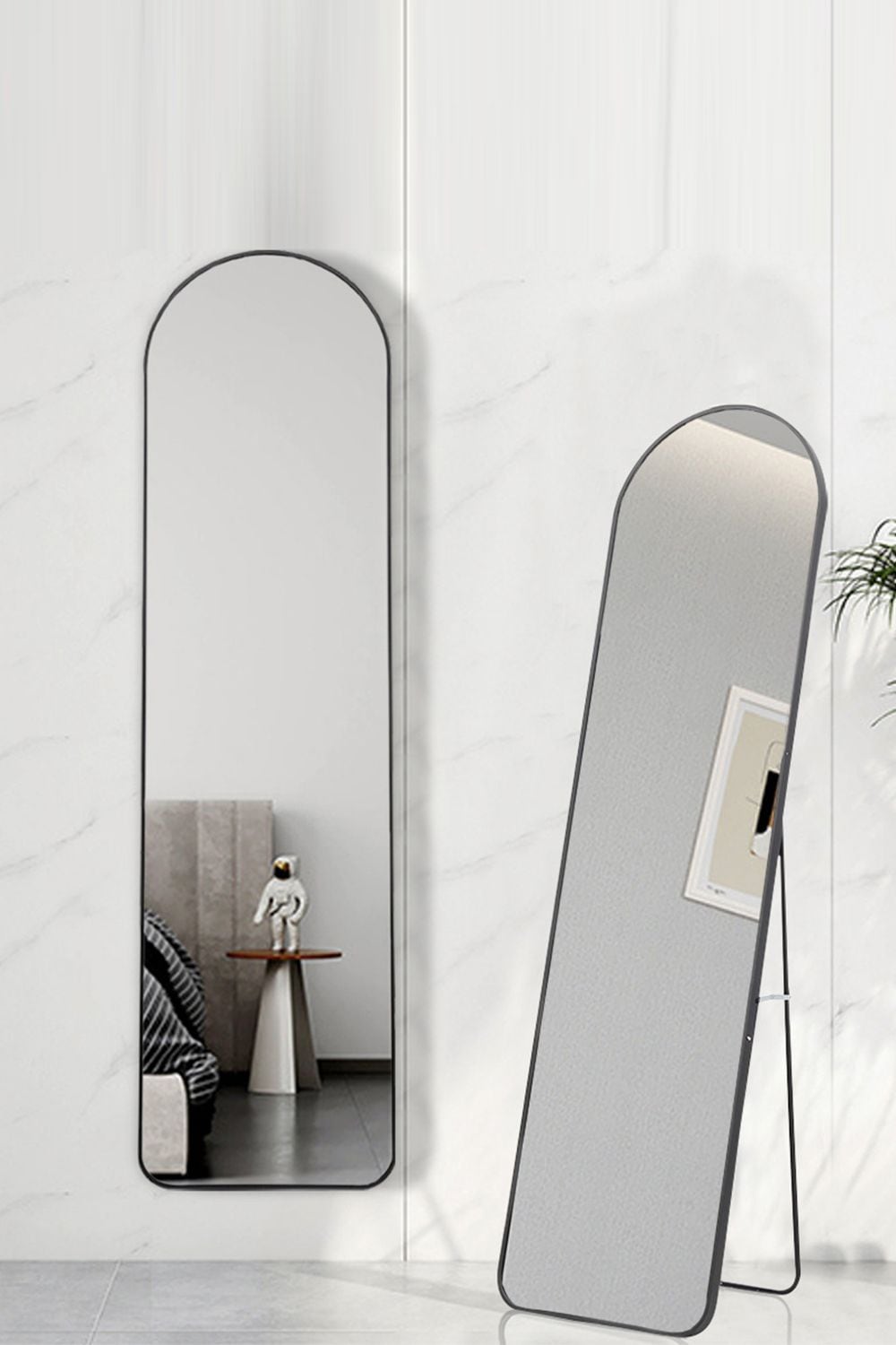 Living and Home Modern Arched Metal Frame Full Length Mirror image 1