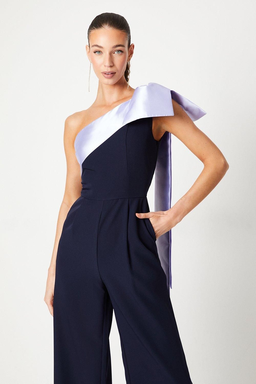 Coast Bow One Shoulder Jumpsuit Navy image 2