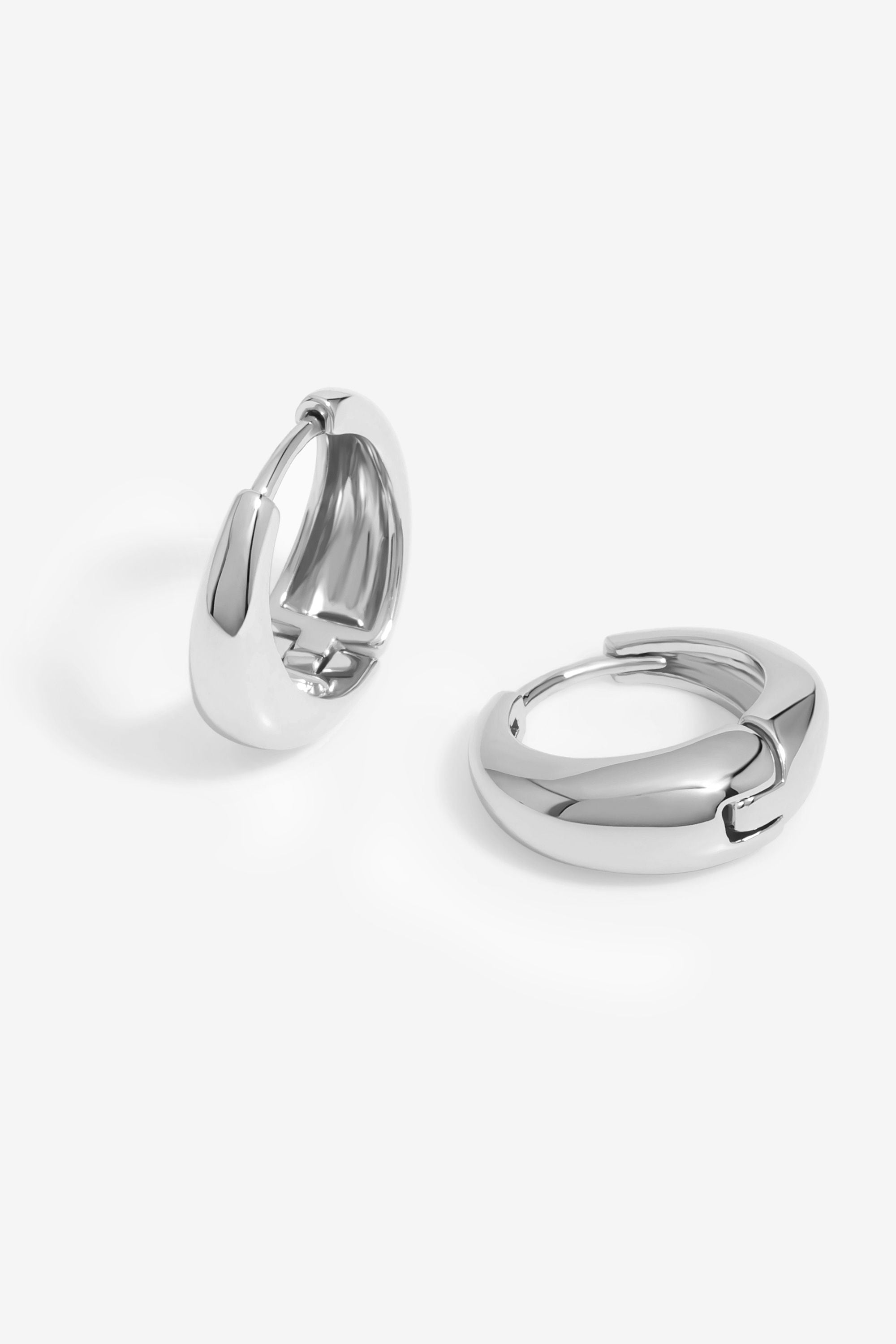 Inicio Silver Plated Polished Hoop Earrings - Gift Pouch image 1