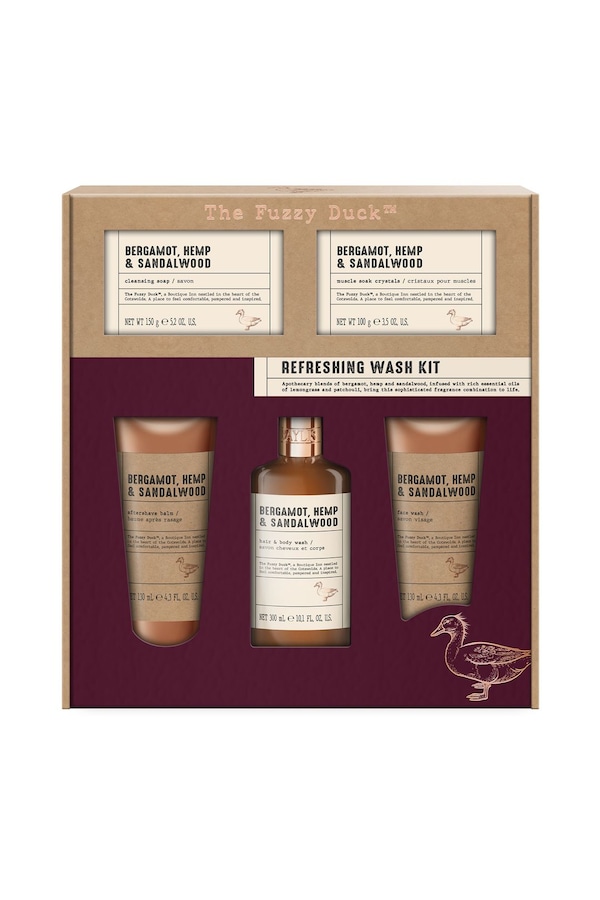 Baylis & Harding The Fuzzy Duck Bergamot, Hemp & Sandalwood Men's Refreshing Wash Kit Gift Set Multi