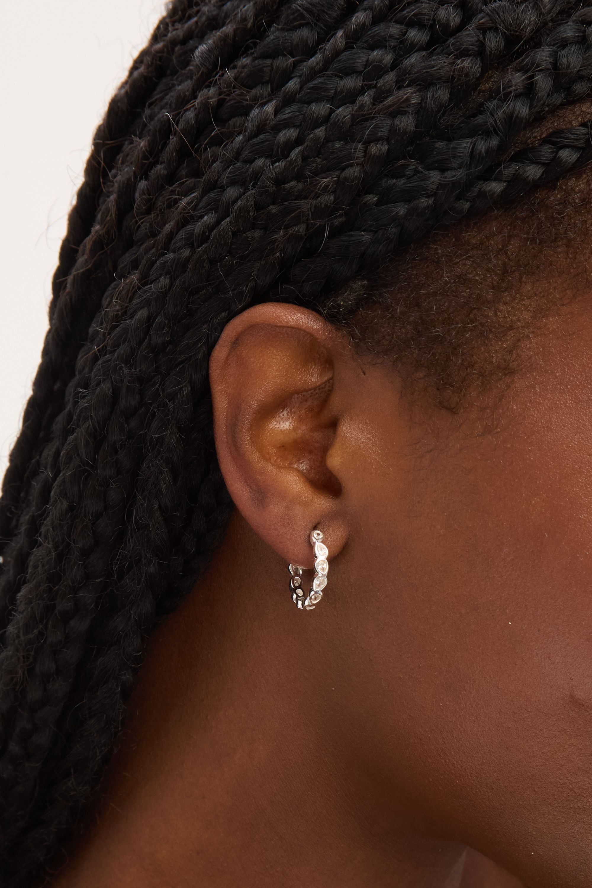 Simply Silver Sterling Silver 925 Cubic Zirconia Besel Hoop Earrings image 3