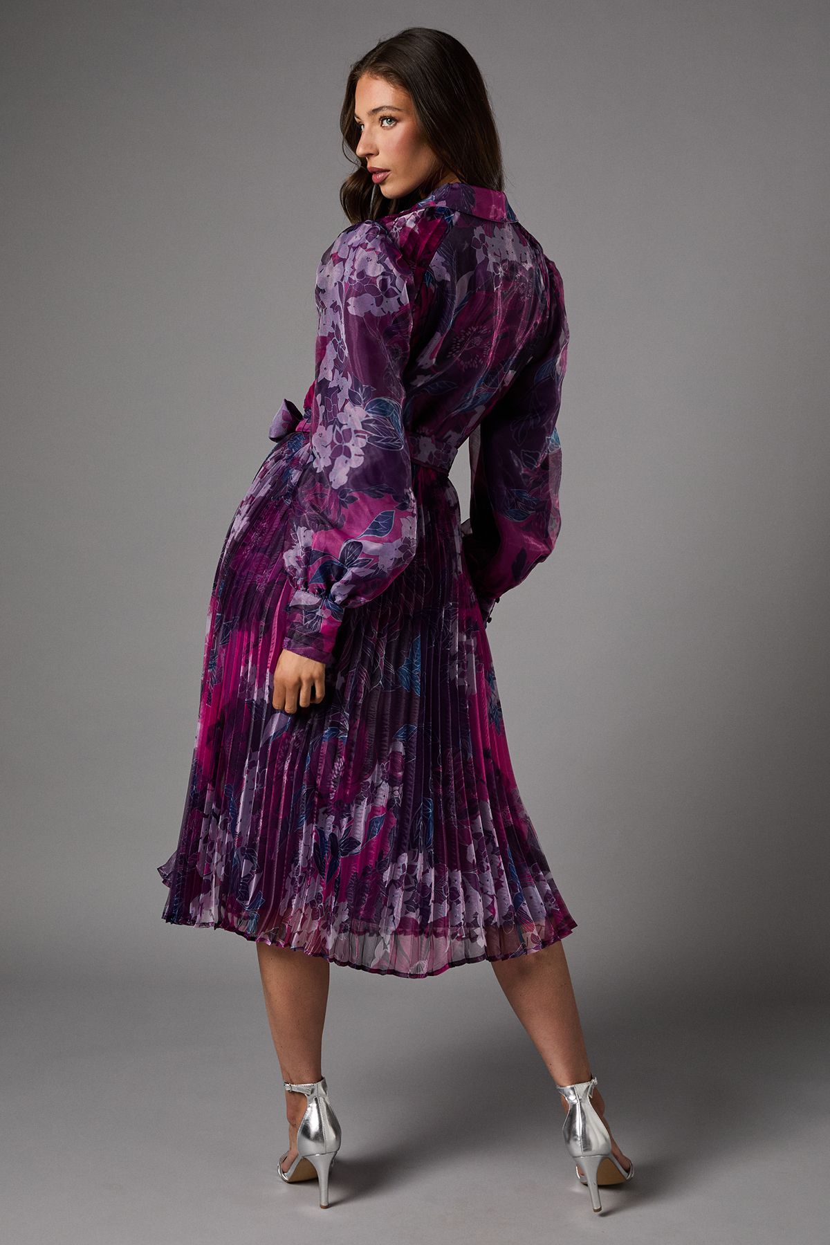 Coast Organza Printed Shirt Dress Purple image 3