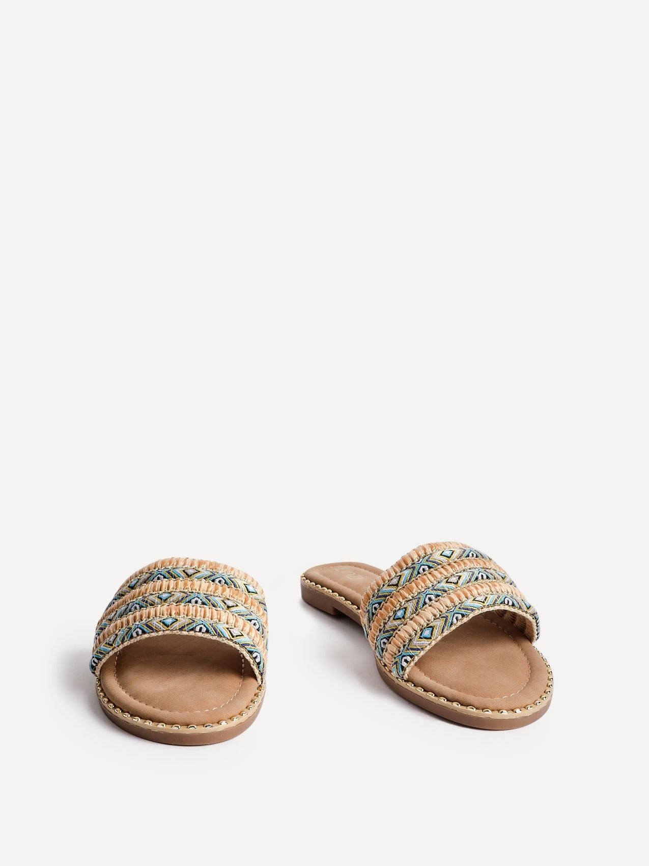 Linzi Mariana Blue Bohemian Inspired Flat Slider Sandal image 3
