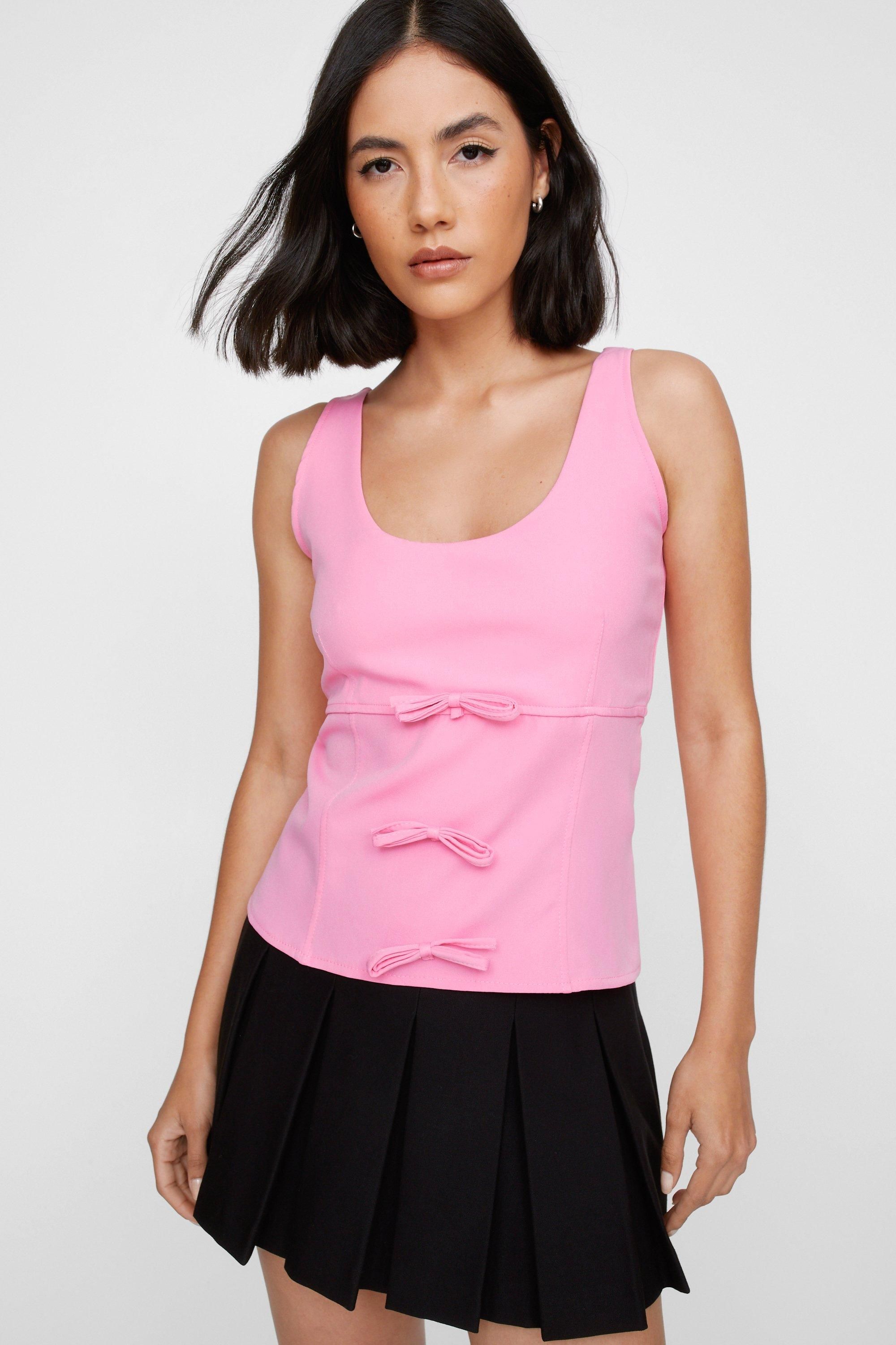 NastyGal Tie Detail Structured Cami Top Pink