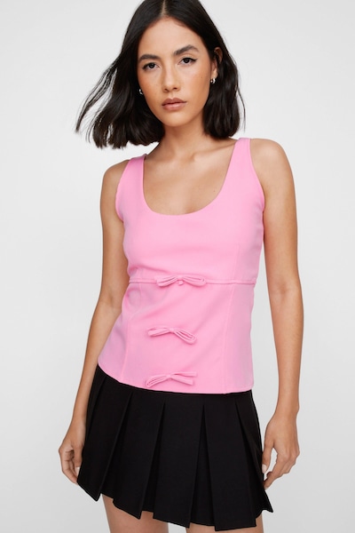 NastyGal Tie Detail Structured Cami Top Pink